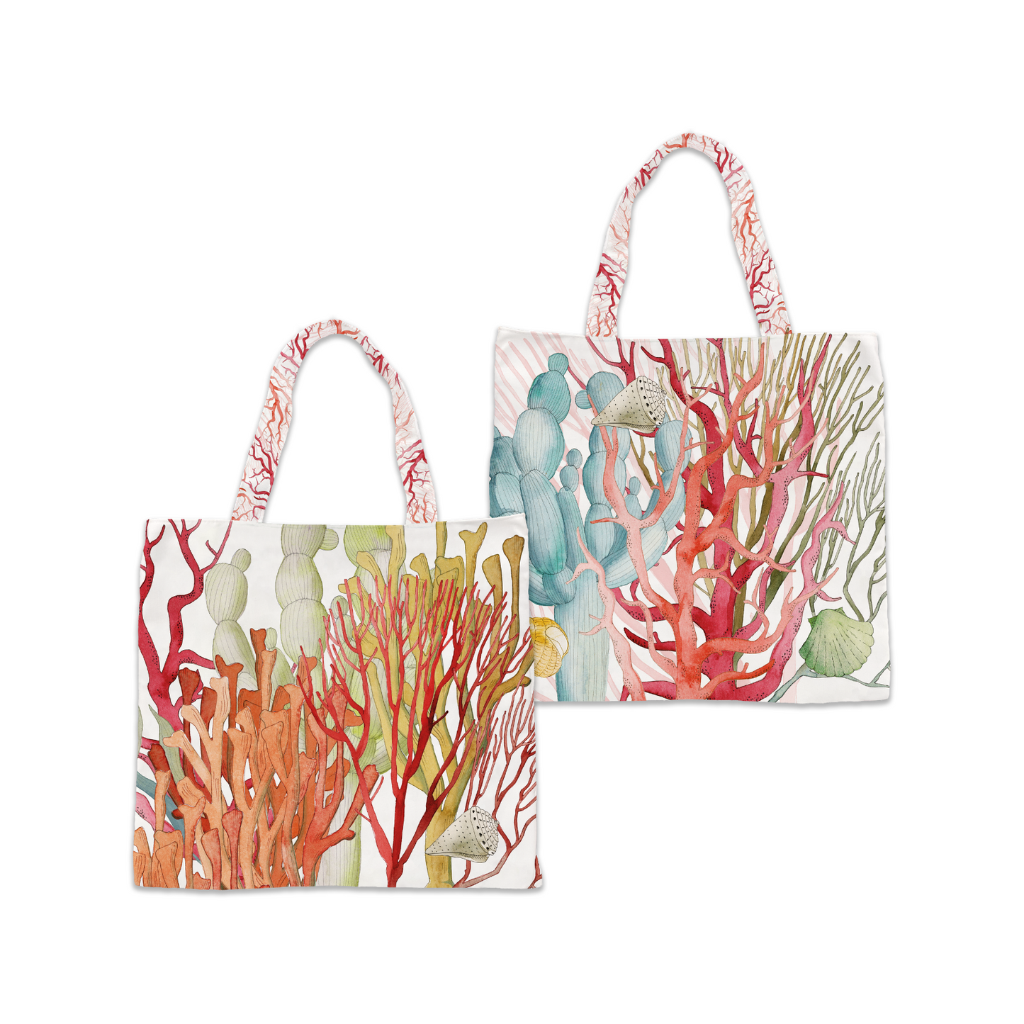Cotton Shopper bag «Corals», 100% Made in Italy