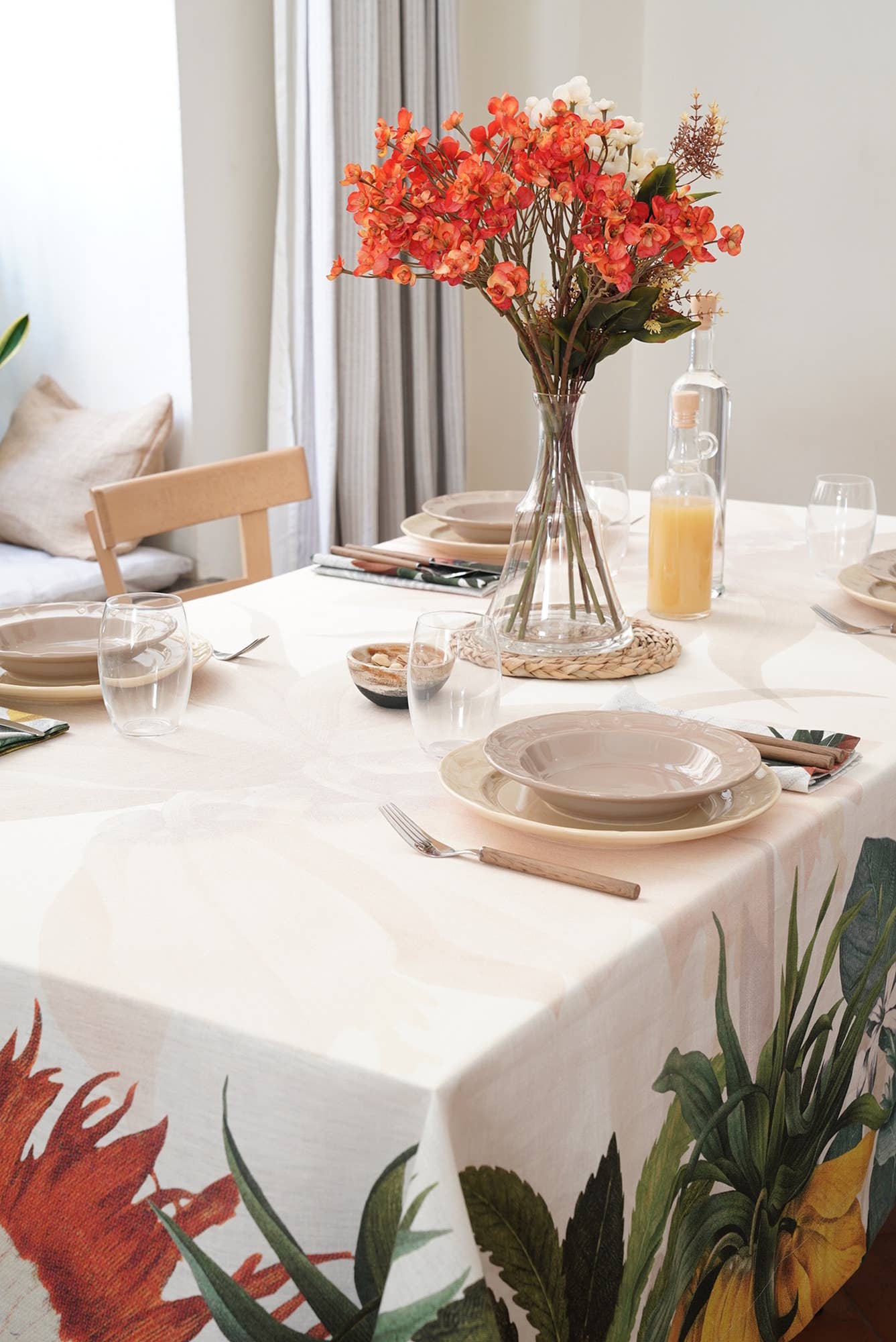 Linen Tablecloth «Fritillaria» - 100% Made in Italy - The Napking