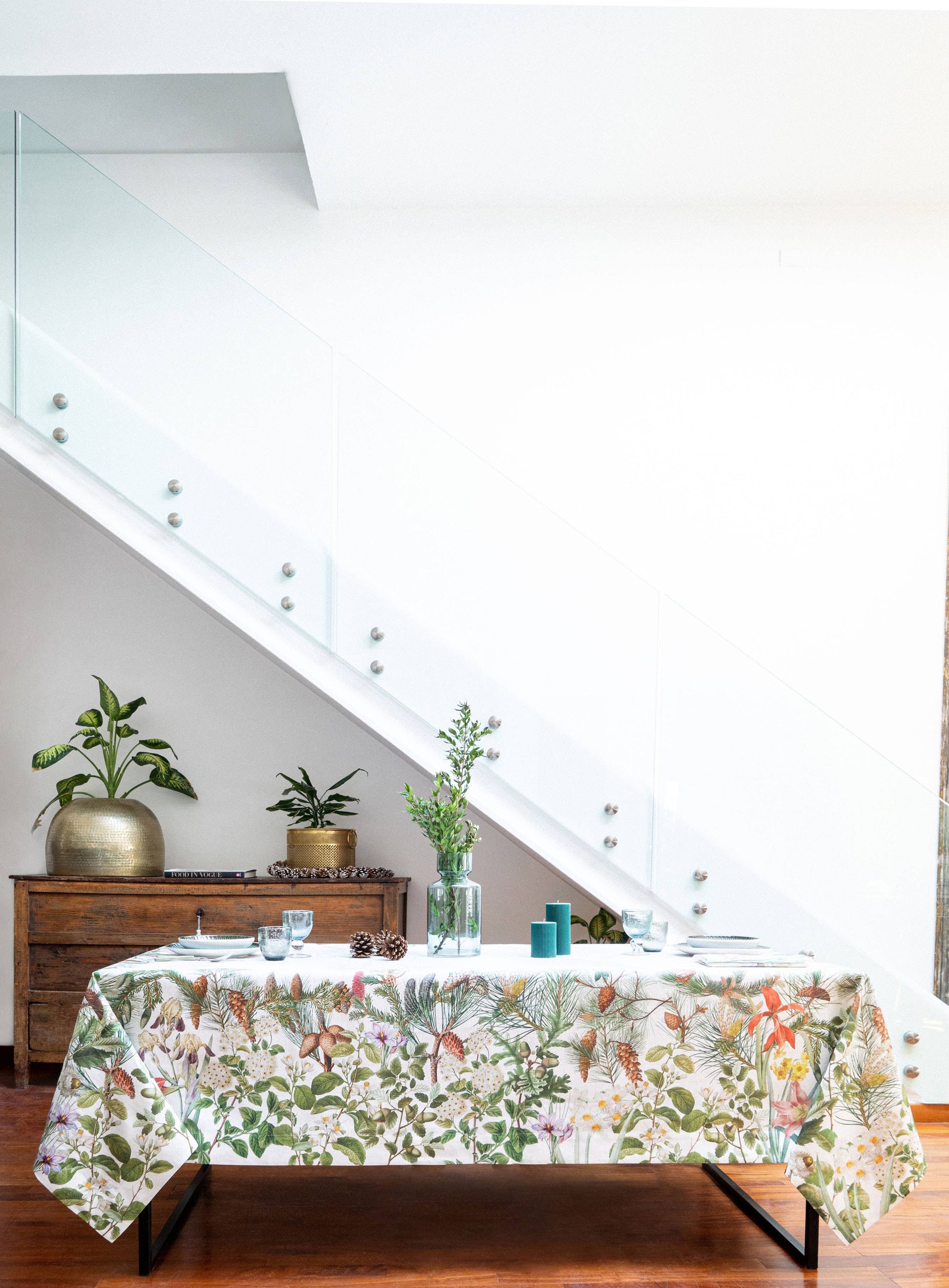 Linen Tablecloth «Winter Garden» - 100% Made in Italy - The Napking