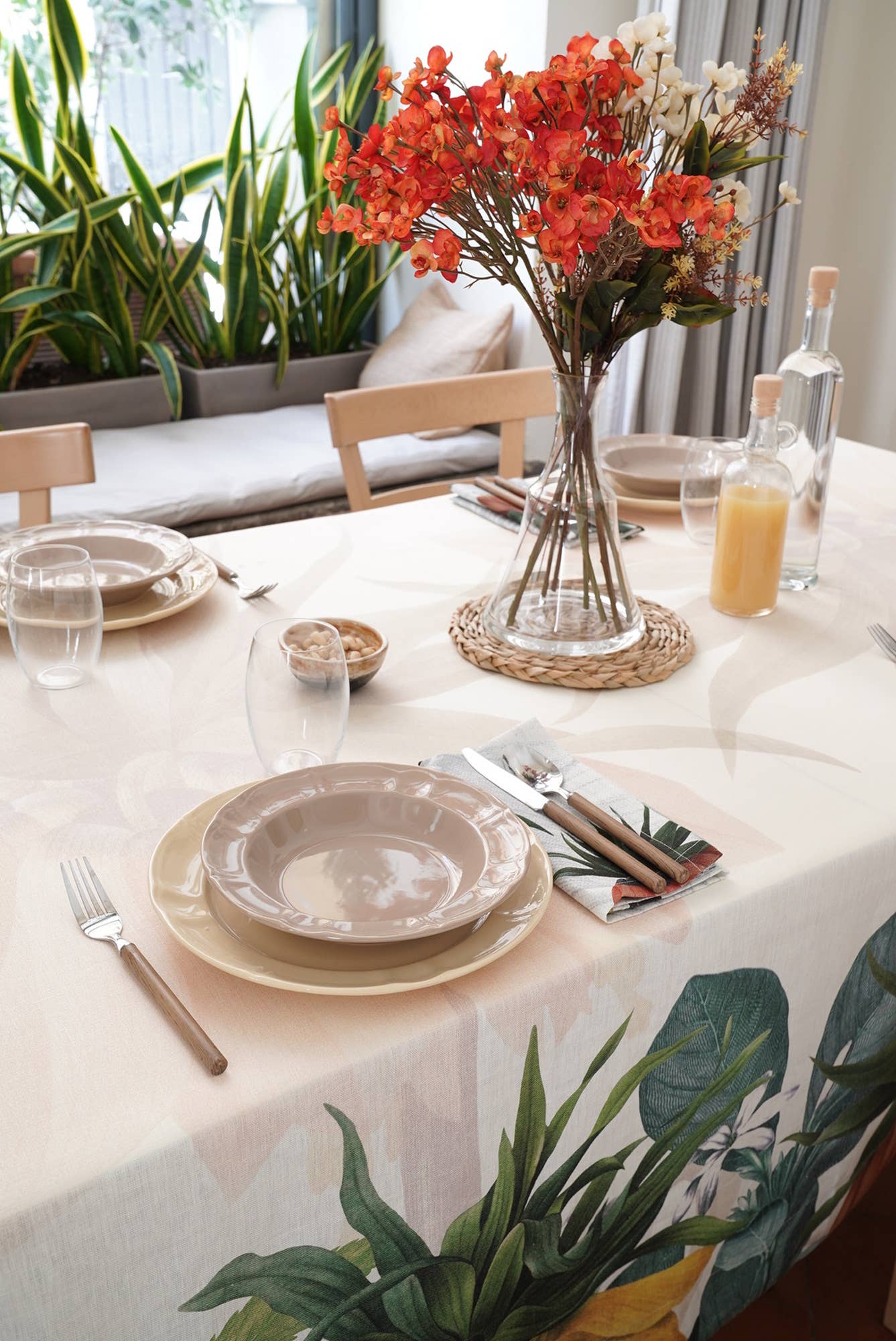 Linen Tablecloth «Fritillaria» - 100% Made in Italy - The Napking