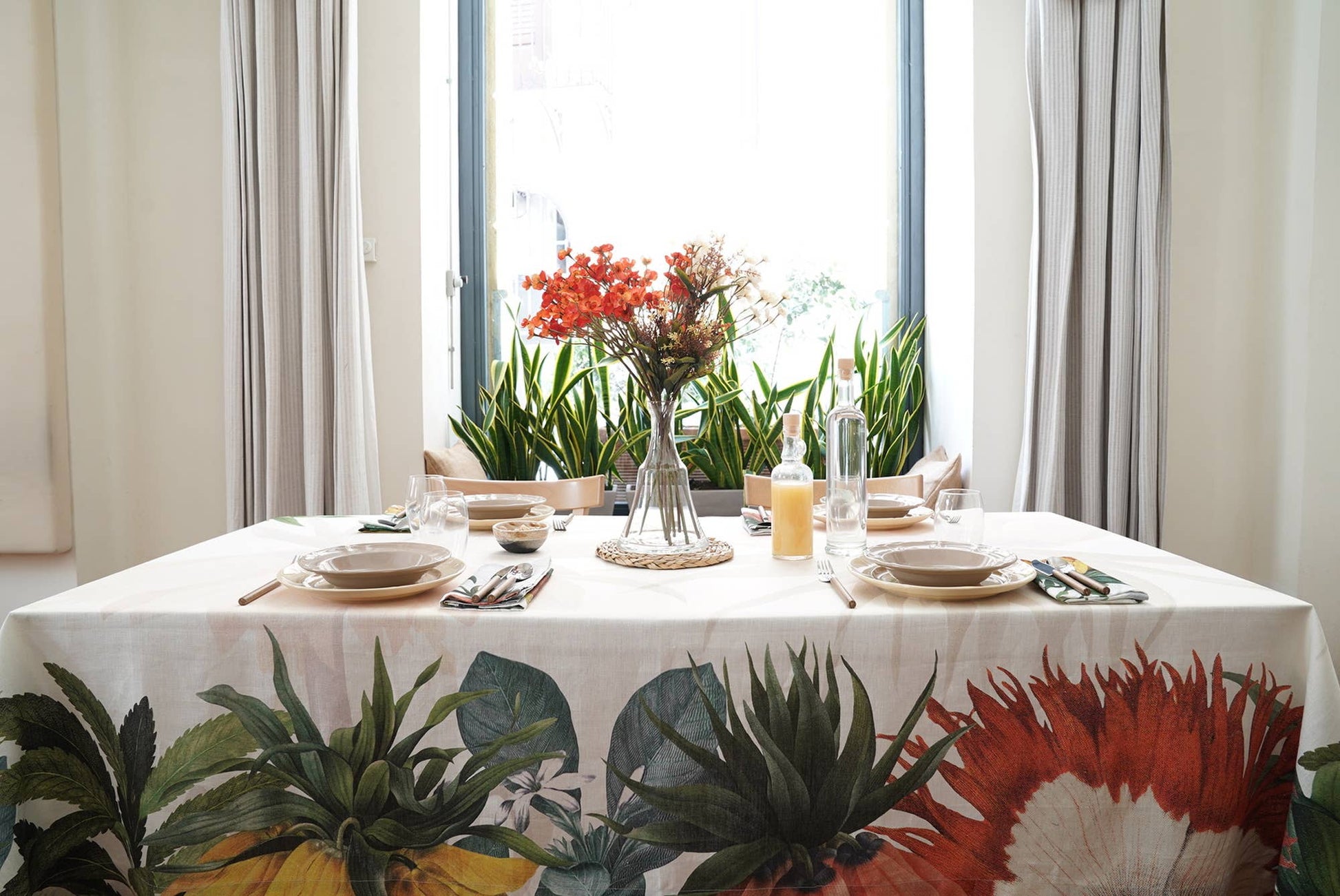 Linen Tablecloth «Fritillaria» - 100% Made in Italy - The Napking