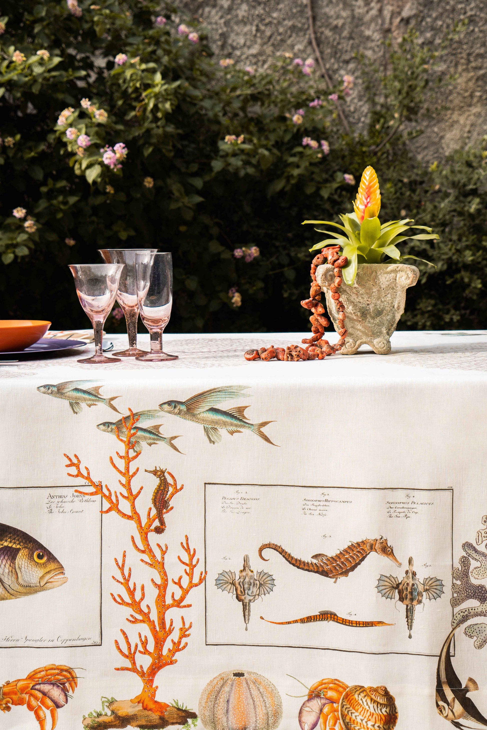 Linen Tablecloths «Coral bay» 100% Made in Italy - The Napking