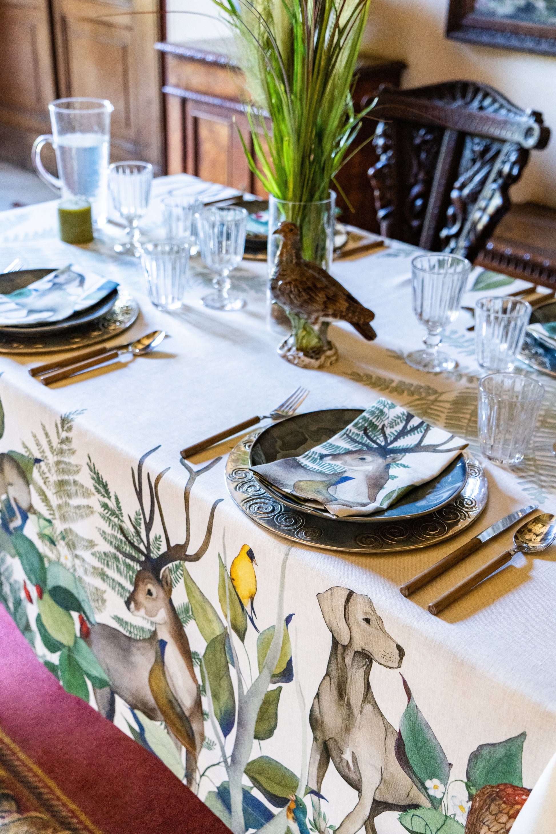 Linen Tablecloth Caccia 100% Made in Italy - The Napking
