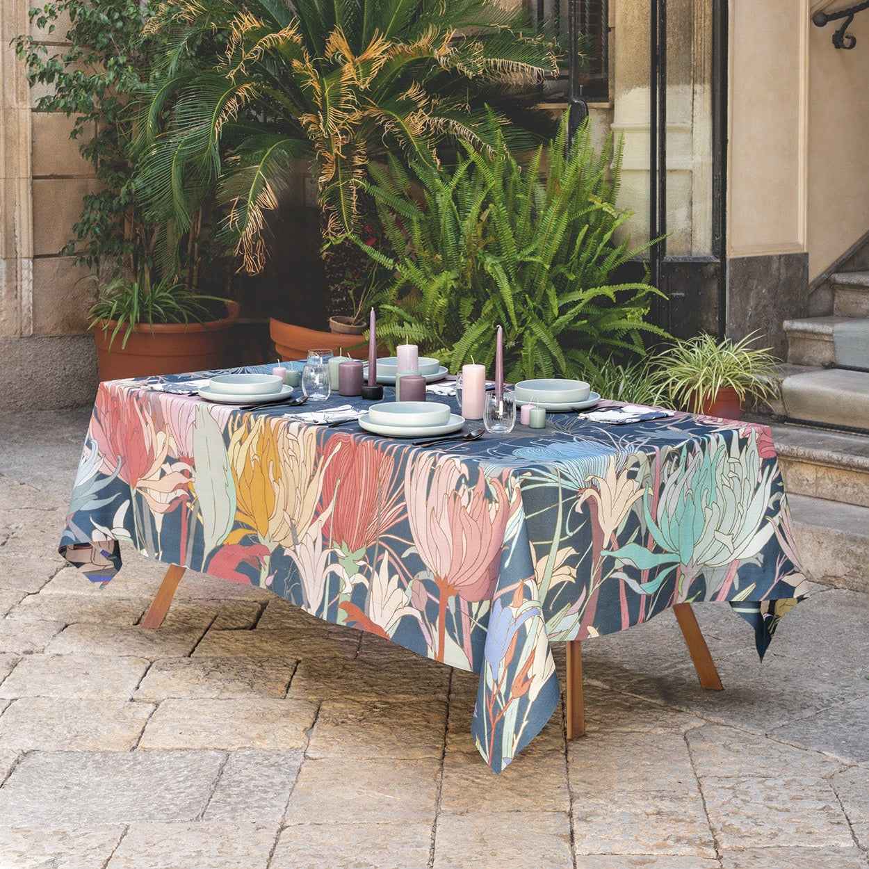 Premium Linen Tablecloth «Akiko» 100% Made in Italy - The Napking
