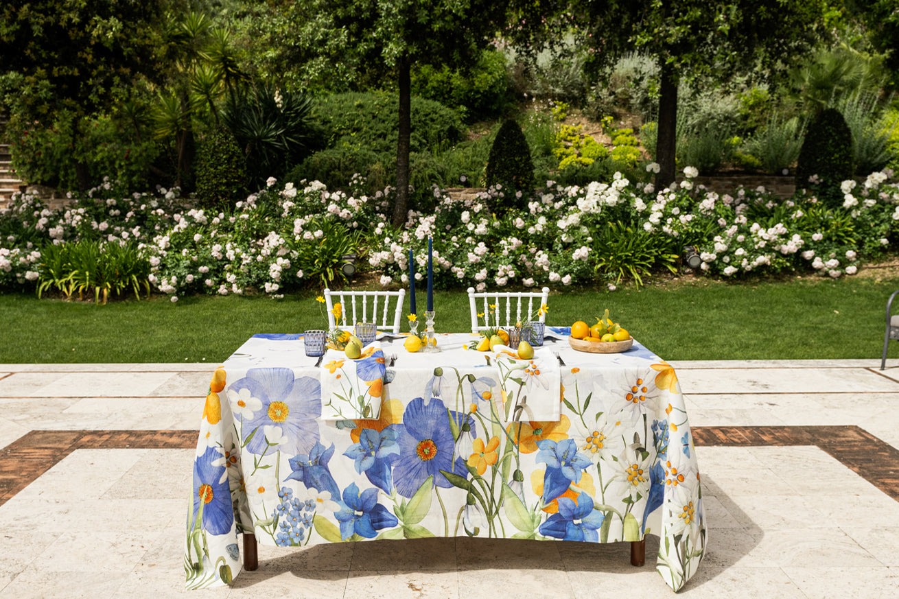 Linen Tablecloth «Alpi Flora», 100% Made in Italy - The Napking