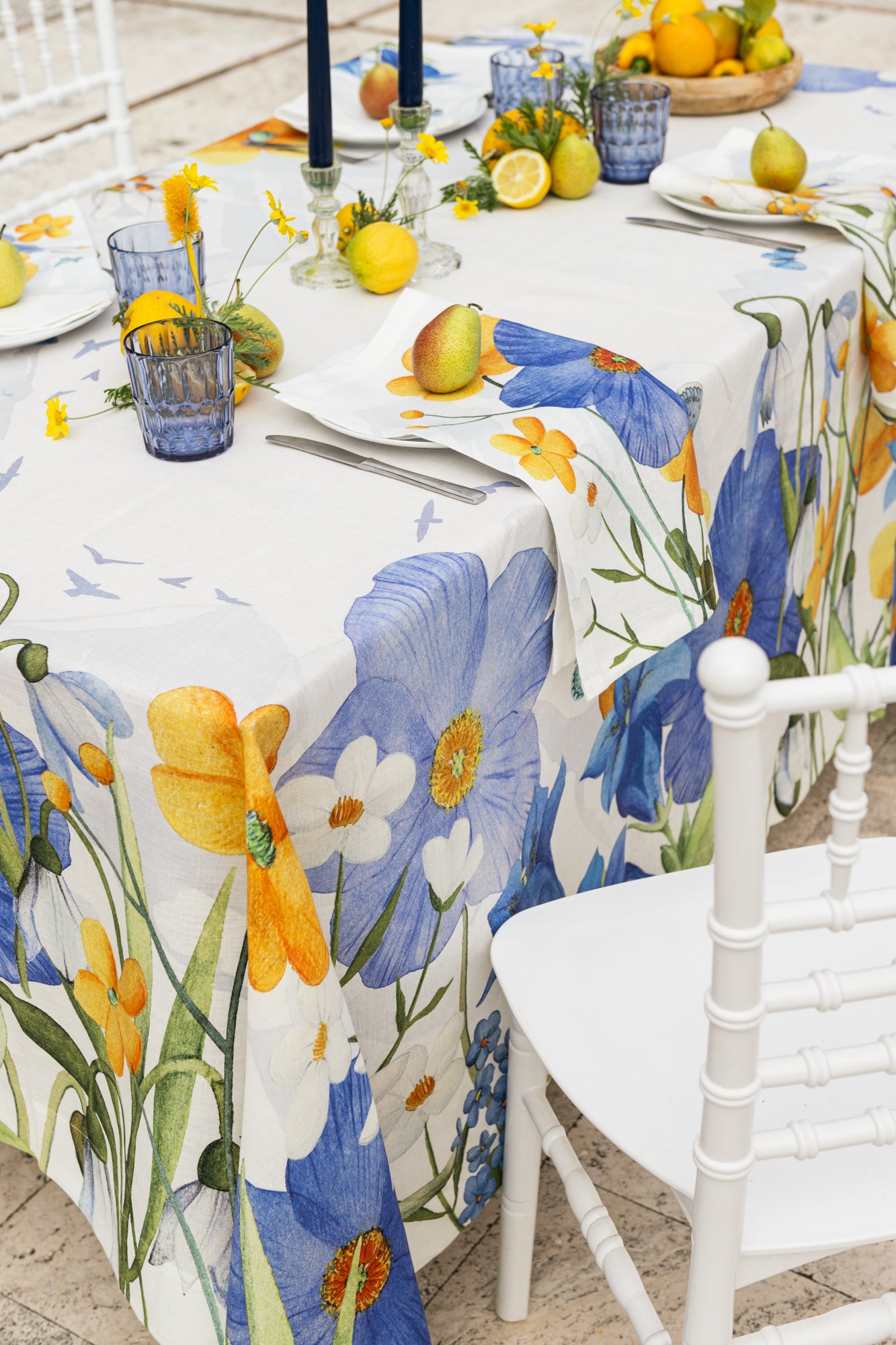 Linen Tablecloth «Alpi Flora», 100% Made in Italy - The Napking