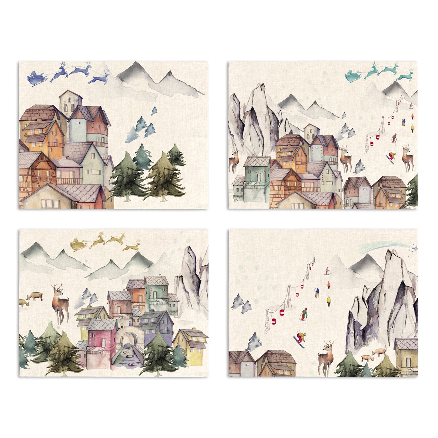 Set of 4 Placemats «Alpina» Linen 100% Made in Italy