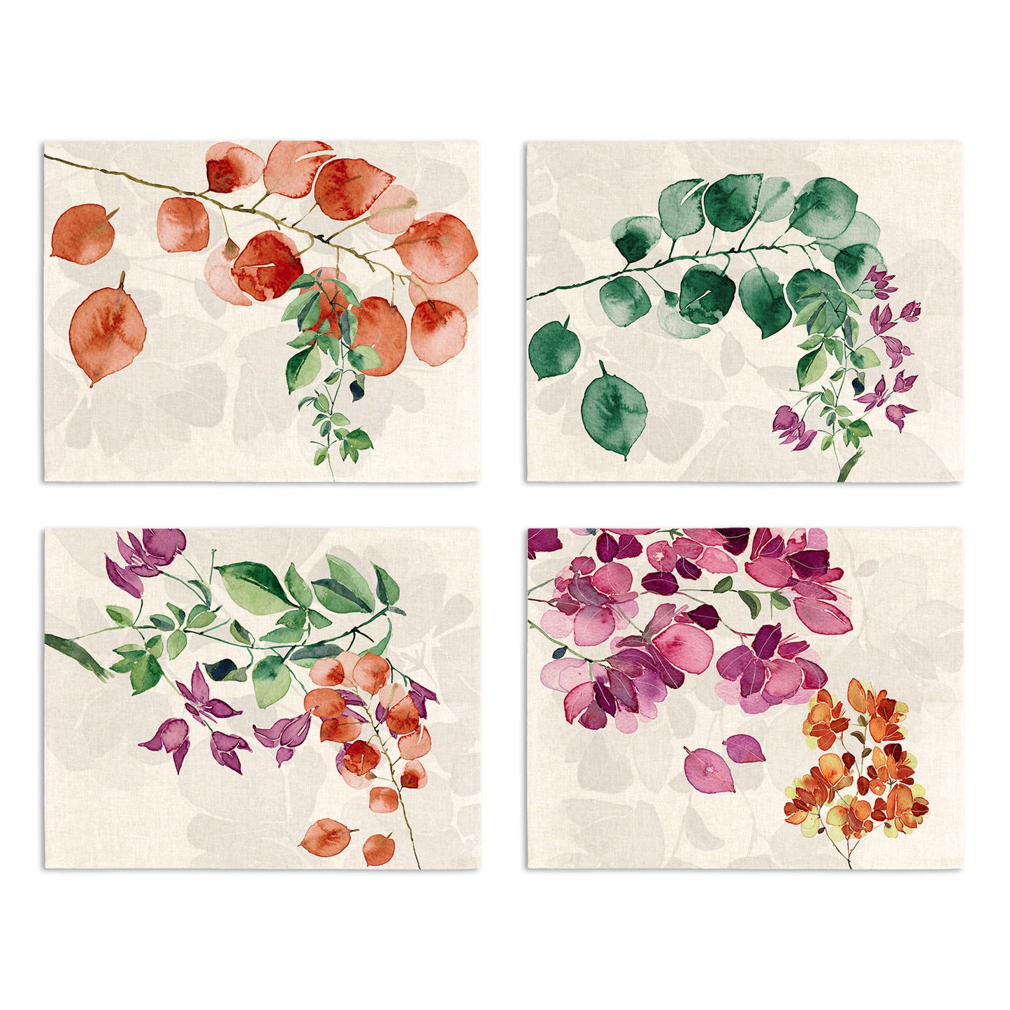 Set of 4 Placemats «Bouganvillea» Linen 100% Made in Italy
