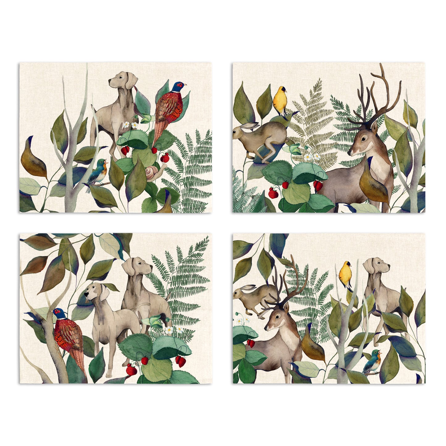 Set of 4 Placemats «Caccia» Linen 100% Made in Italy