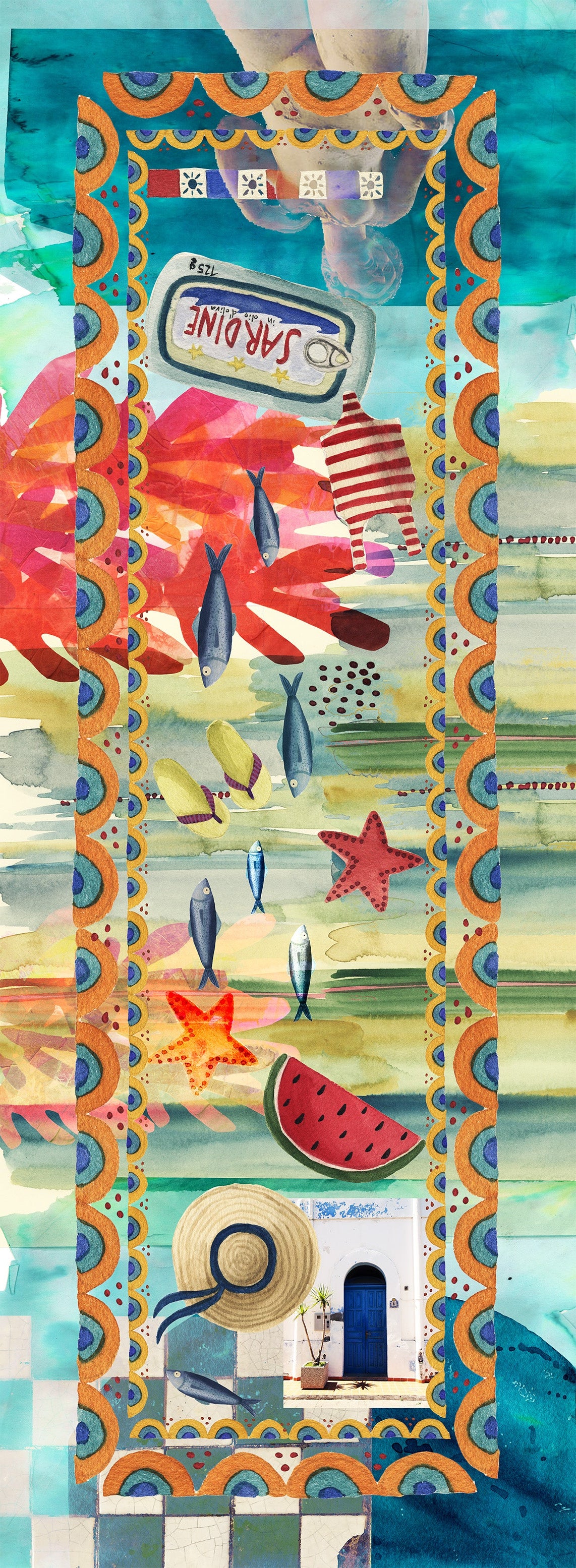 Cotton Satin Runner «Collage» 100% Made in Italy