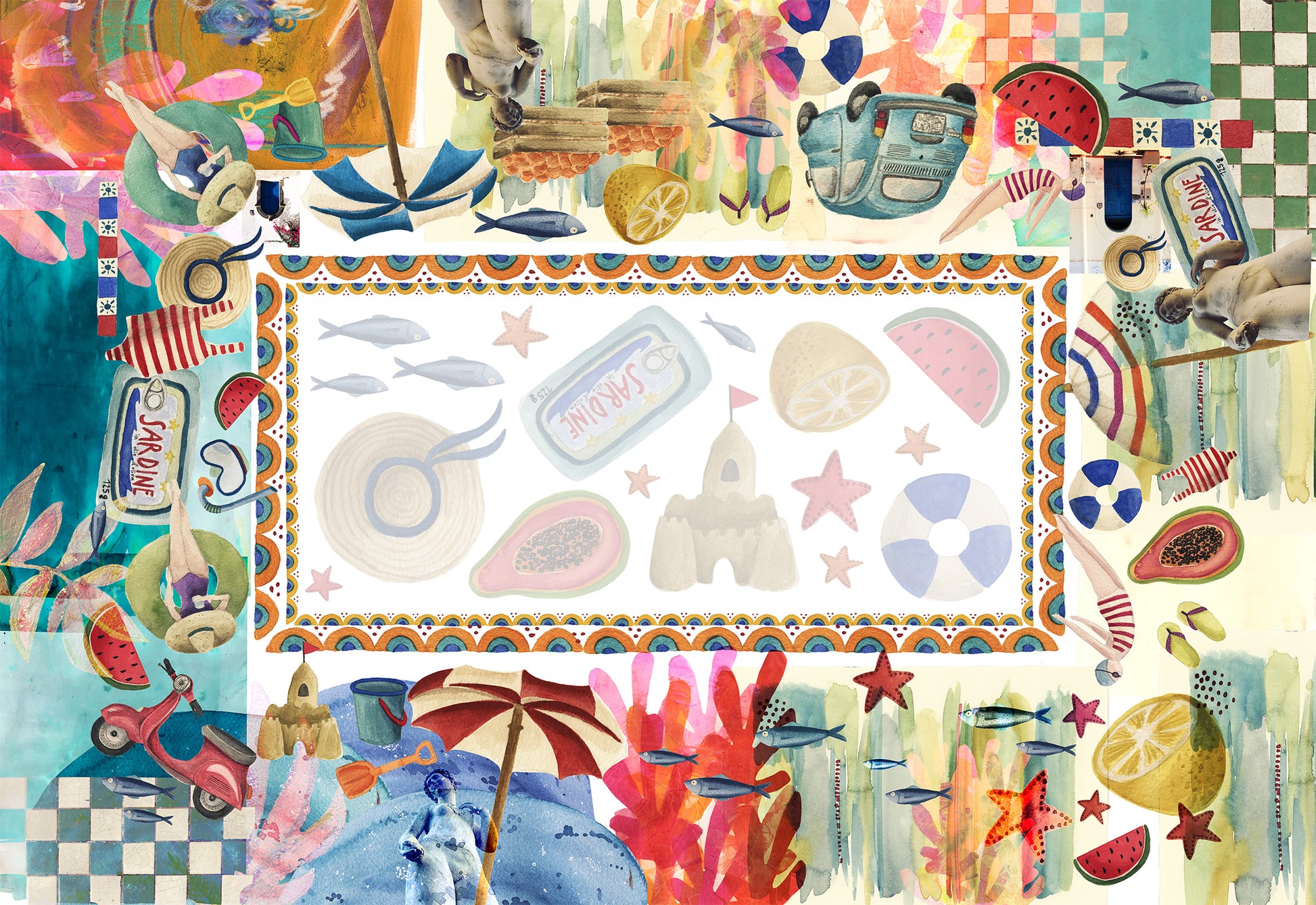 Satin Tablecloth «Collage» 100% Made in Italy - The Napking