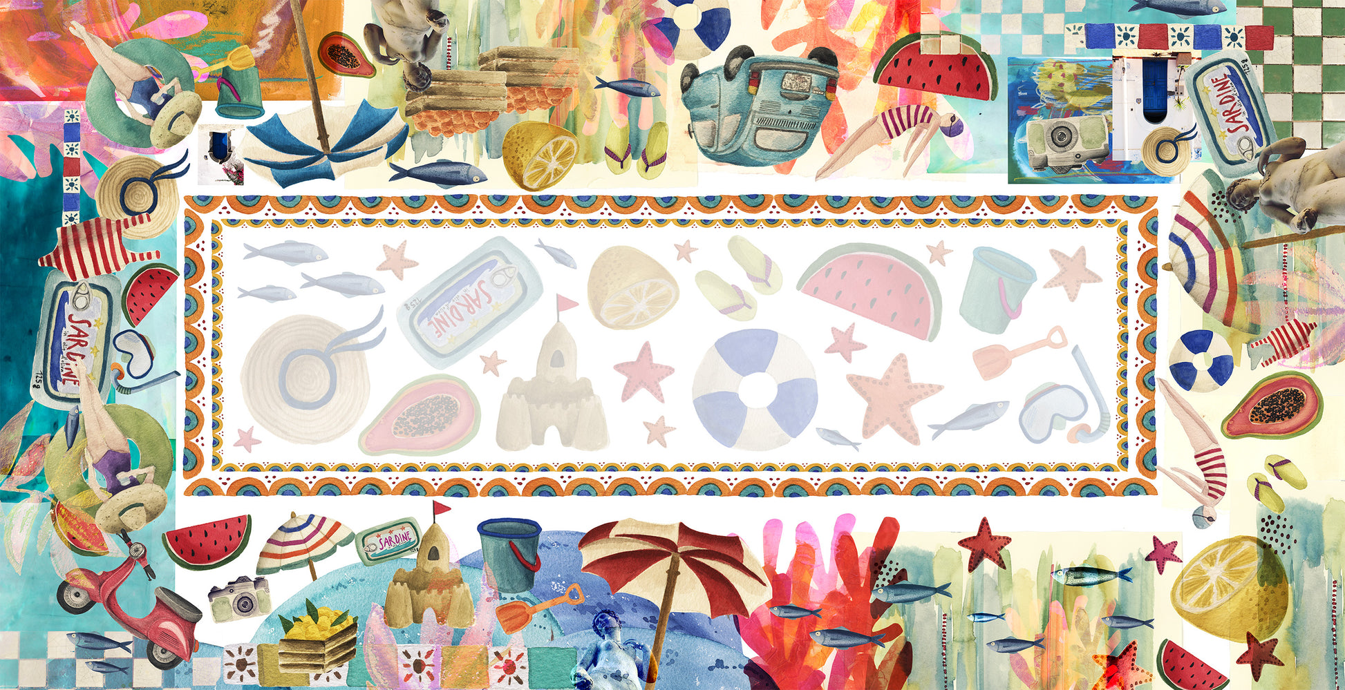 Satin Tablecloth «Collage» 100% Made in Italy - The Napking