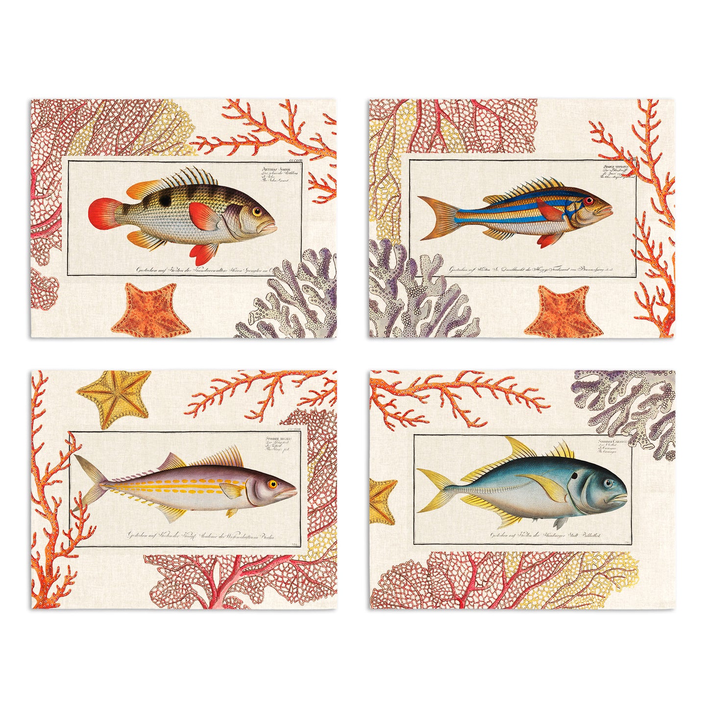 Set of 4 Placemats «Coral Bay» Linen 100% Made in Italy
