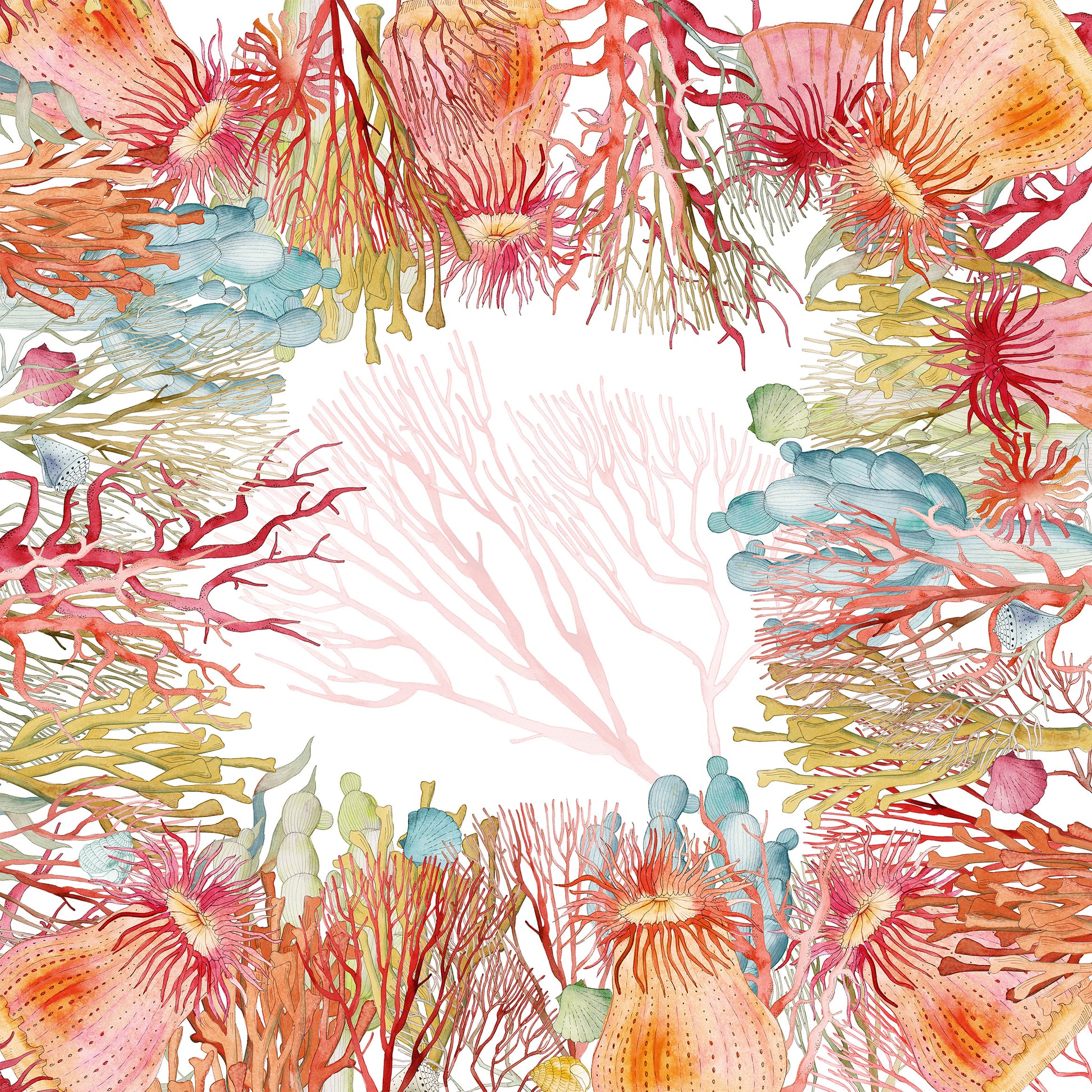 Premium Linen Tablecloth «Corals» 100% Made in Italy - The Napking