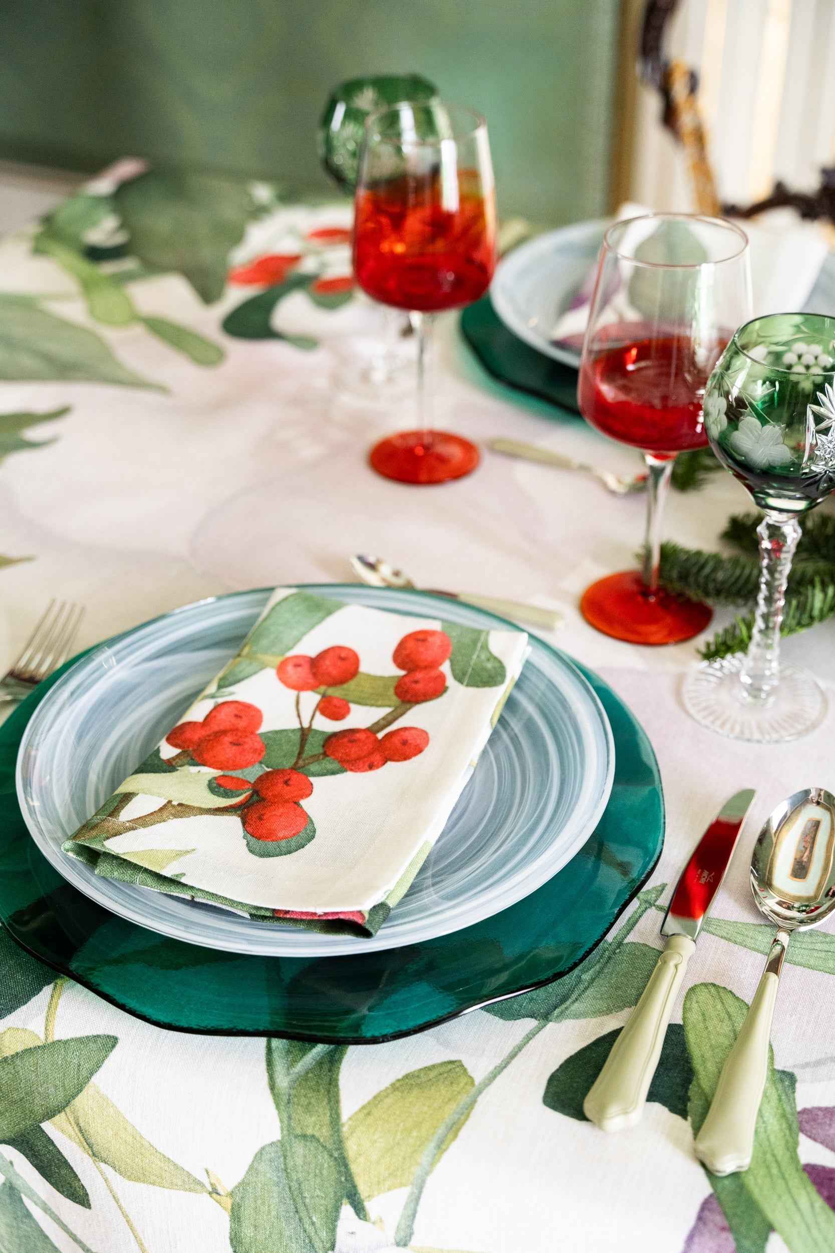 Linen Tablecloth «Helleborus» 100% Made in Italy - The Napking