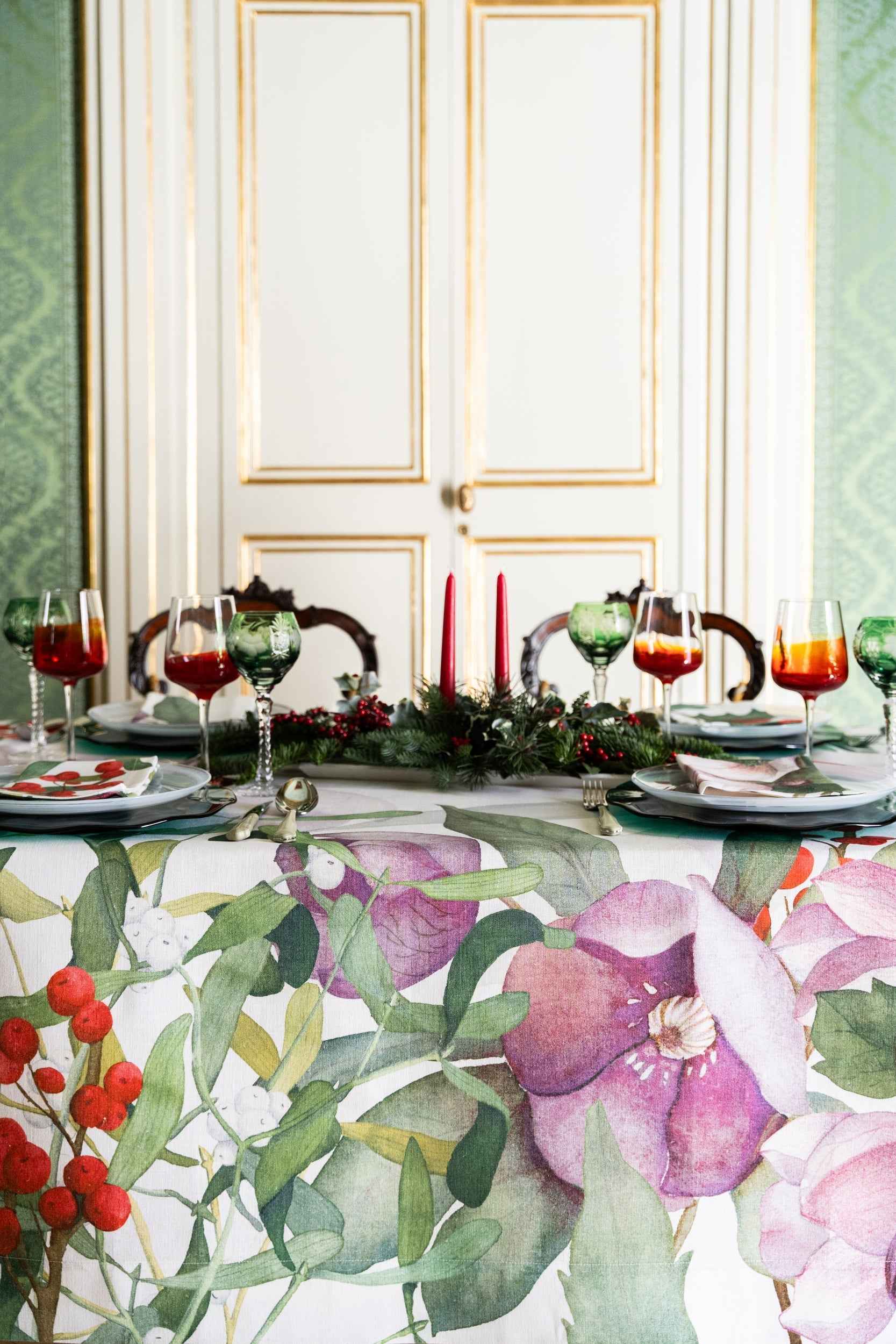 Linen Tablecloth «Helleborus» 100% Made in Italy - The Napking