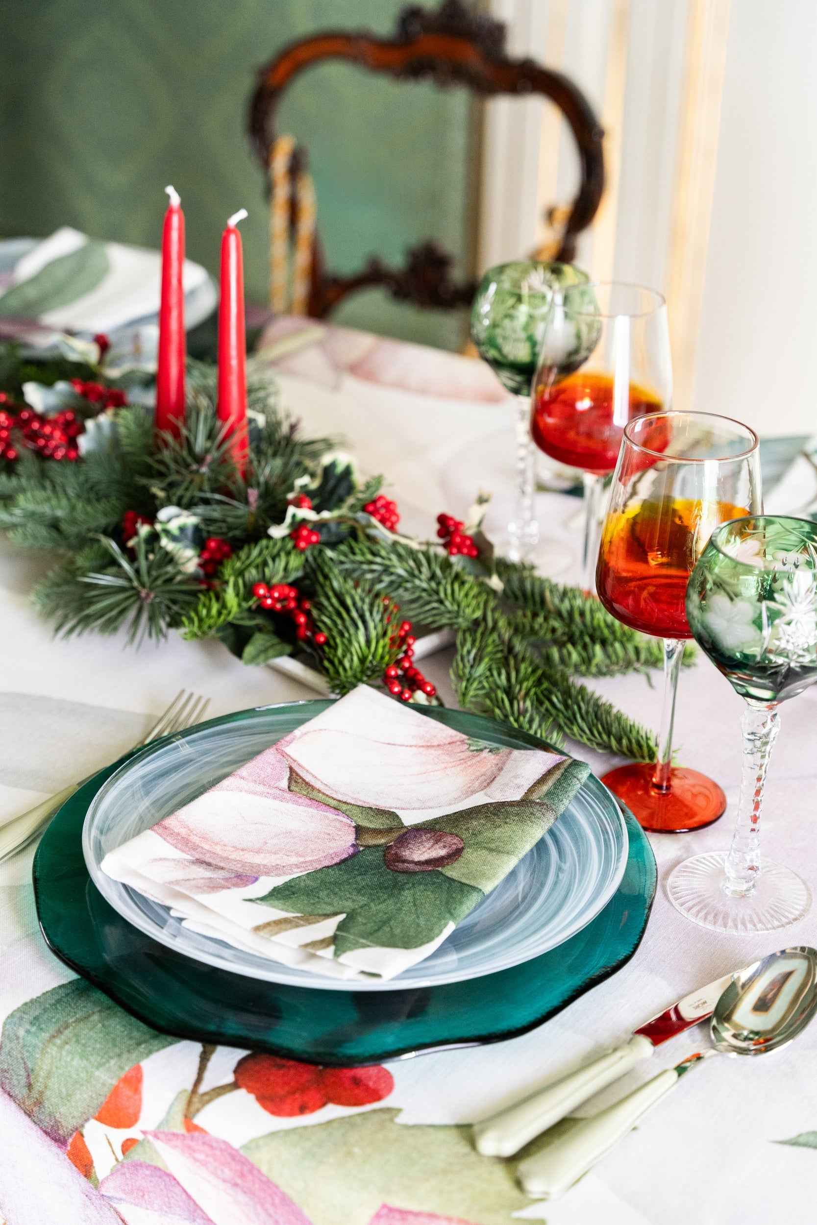 Linen Tablecloth «Helleborus» 100% Made in Italy - The Napking