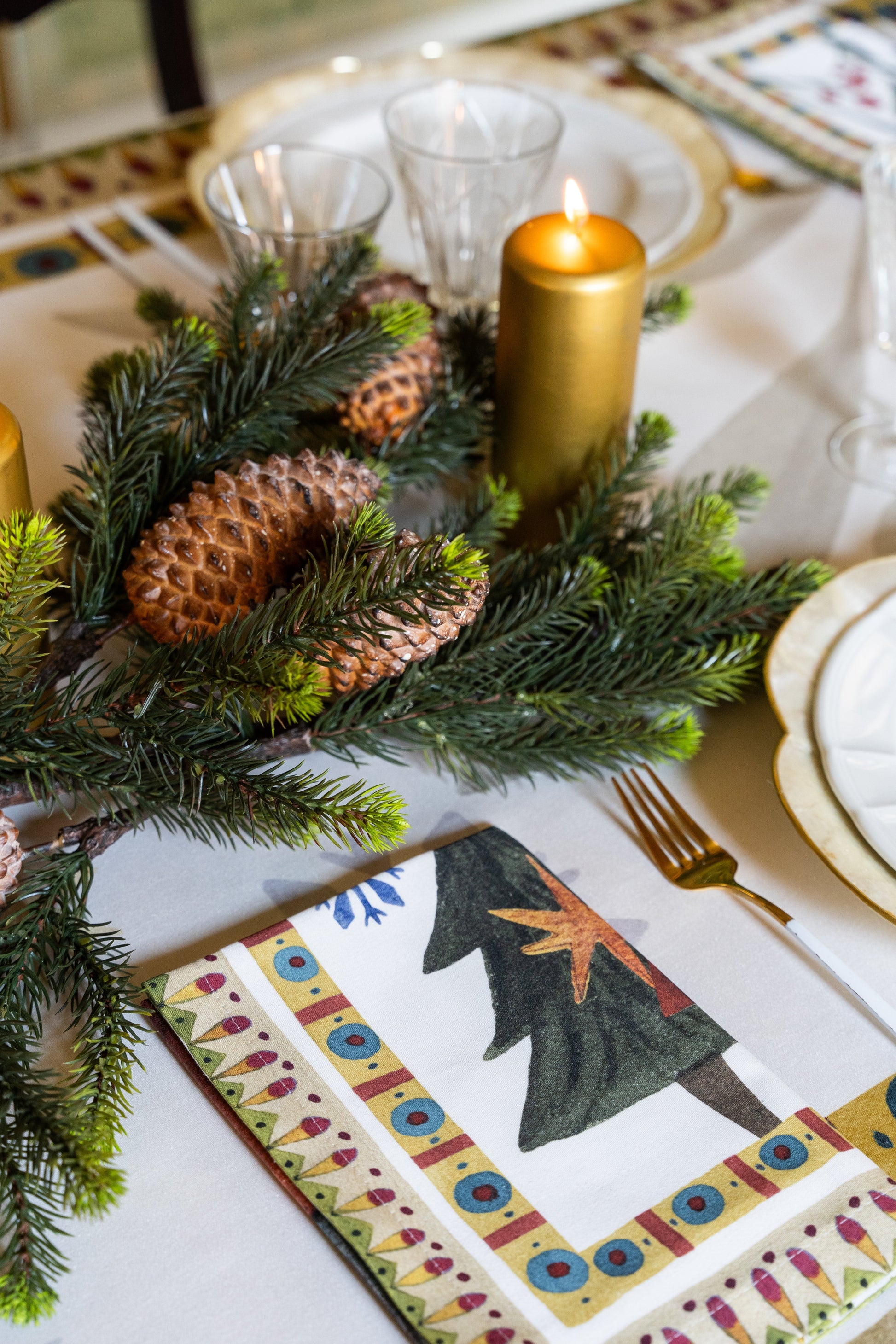 Set of 4 Napkins Satin Winter Party 100% Made in Italy - The Napking