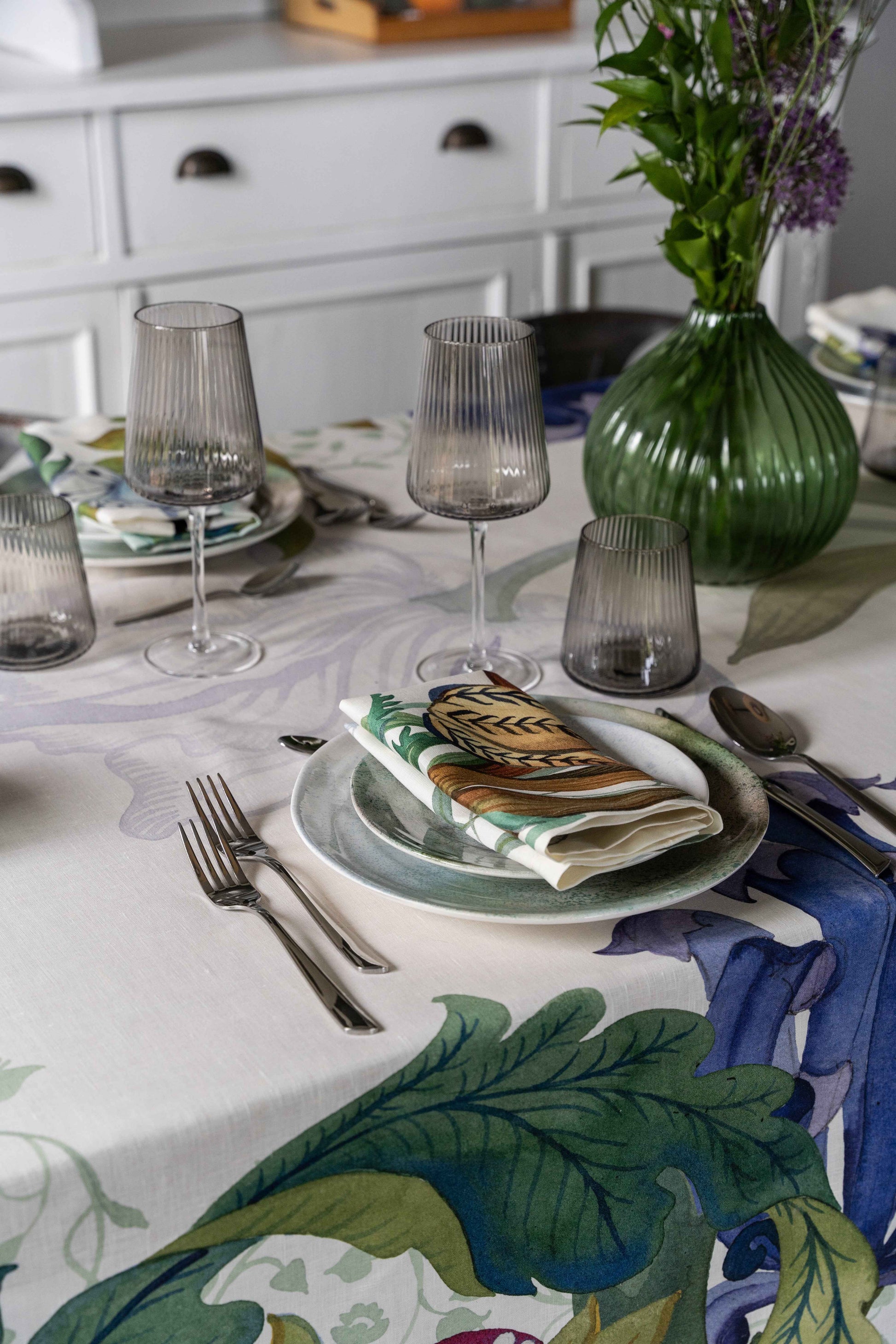 Premium Linen Tablecloth «Morris» 100% Made in Italy - The Napking