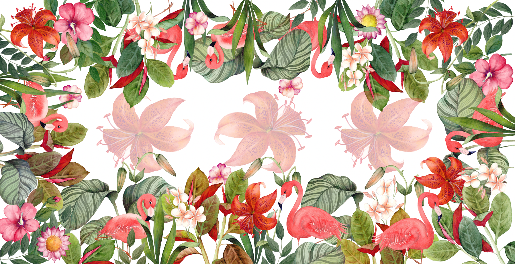 Satin Tablecloth «Flamingos» 100% Made in Italy - The Napking