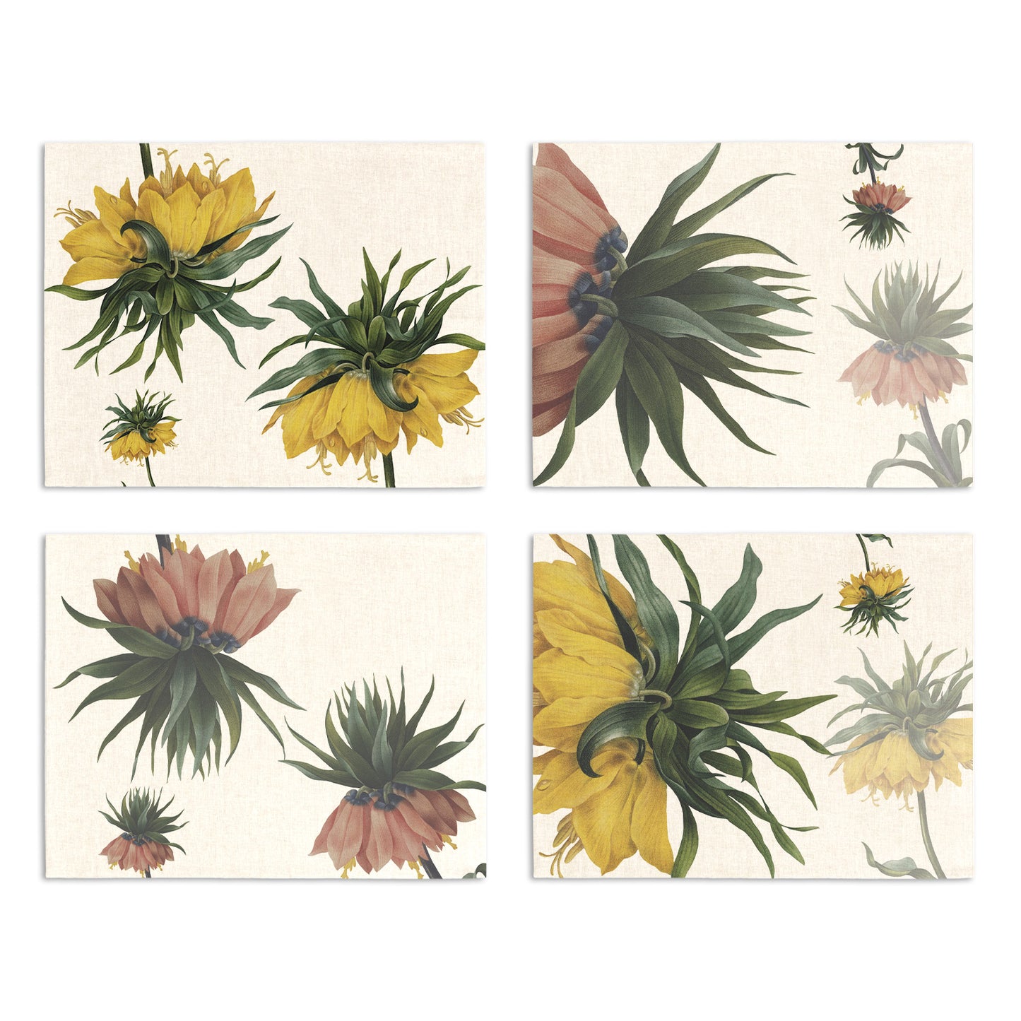Set of 4 Placemats «Fritillaria» Linen 100% Made in Italy