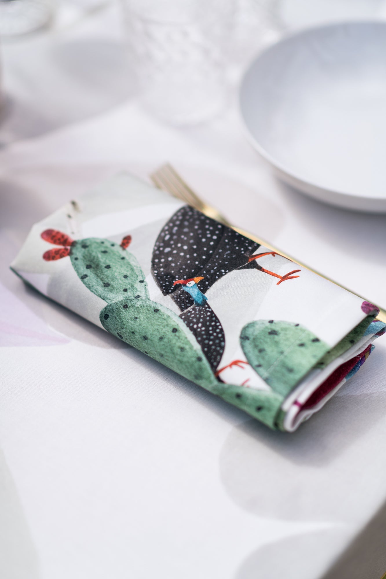 Set of 4 Napkins Satin «Funky Animals» 100% Made in Italy - The Napking