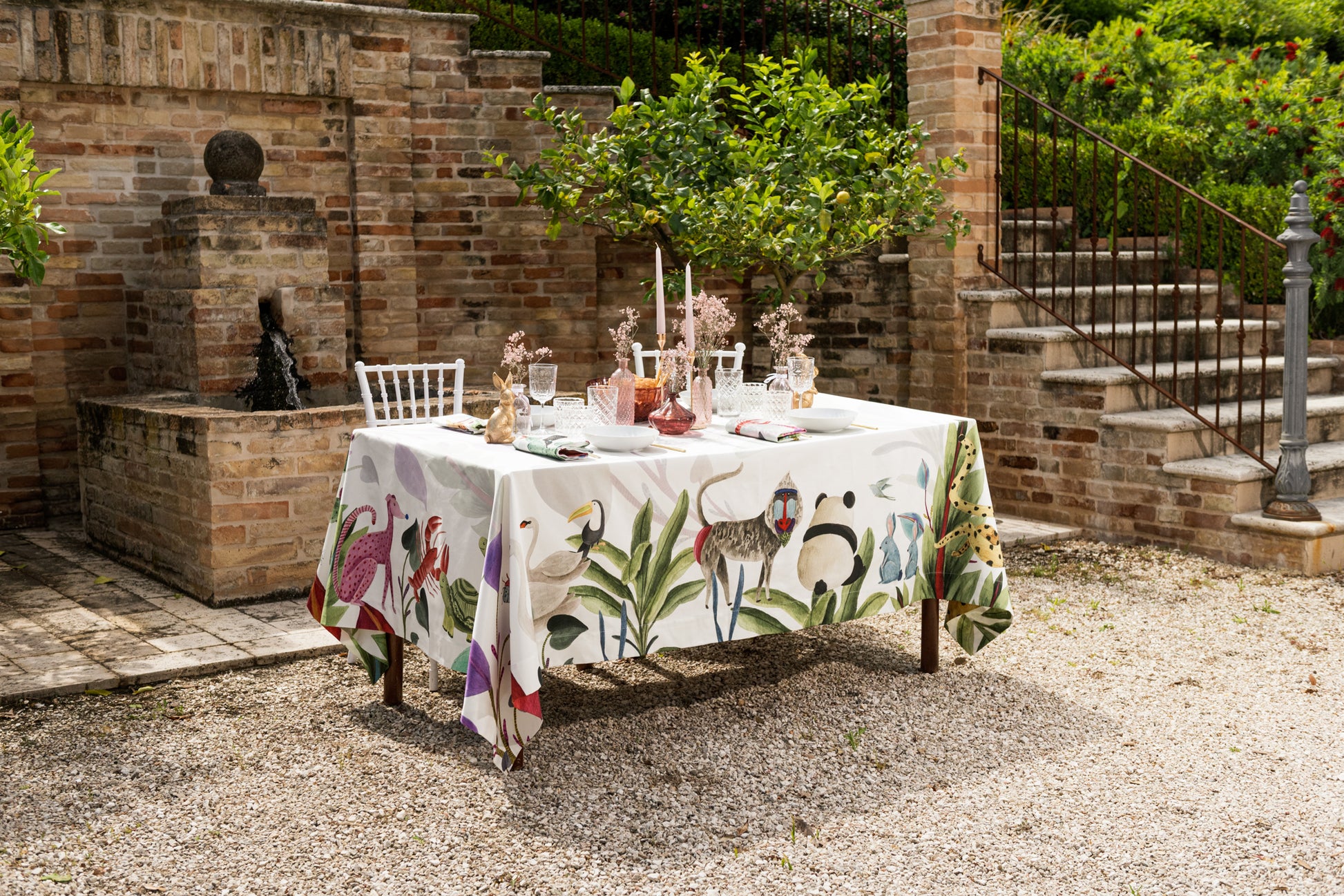 Satin Tablecloth «Funky Animals» 100% Made in Italy - The Napking