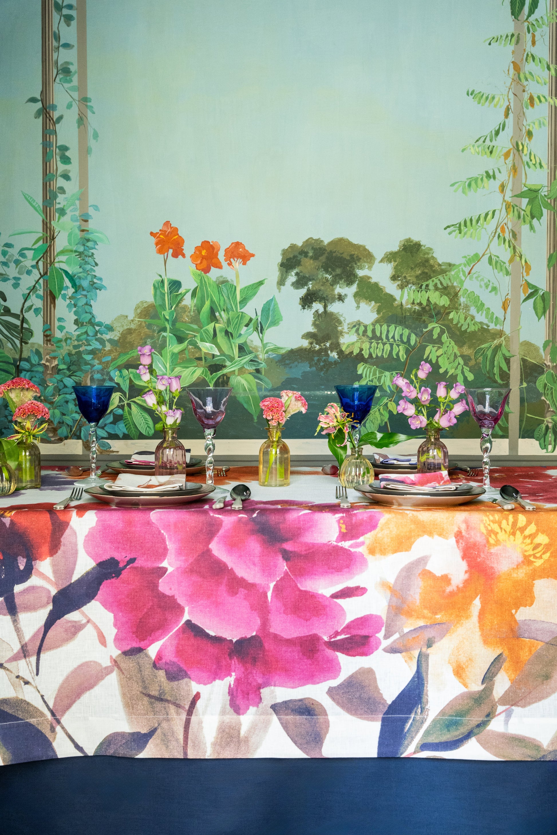 Linen Tablecloth Hanami, 100% Made in Italy - The Napking