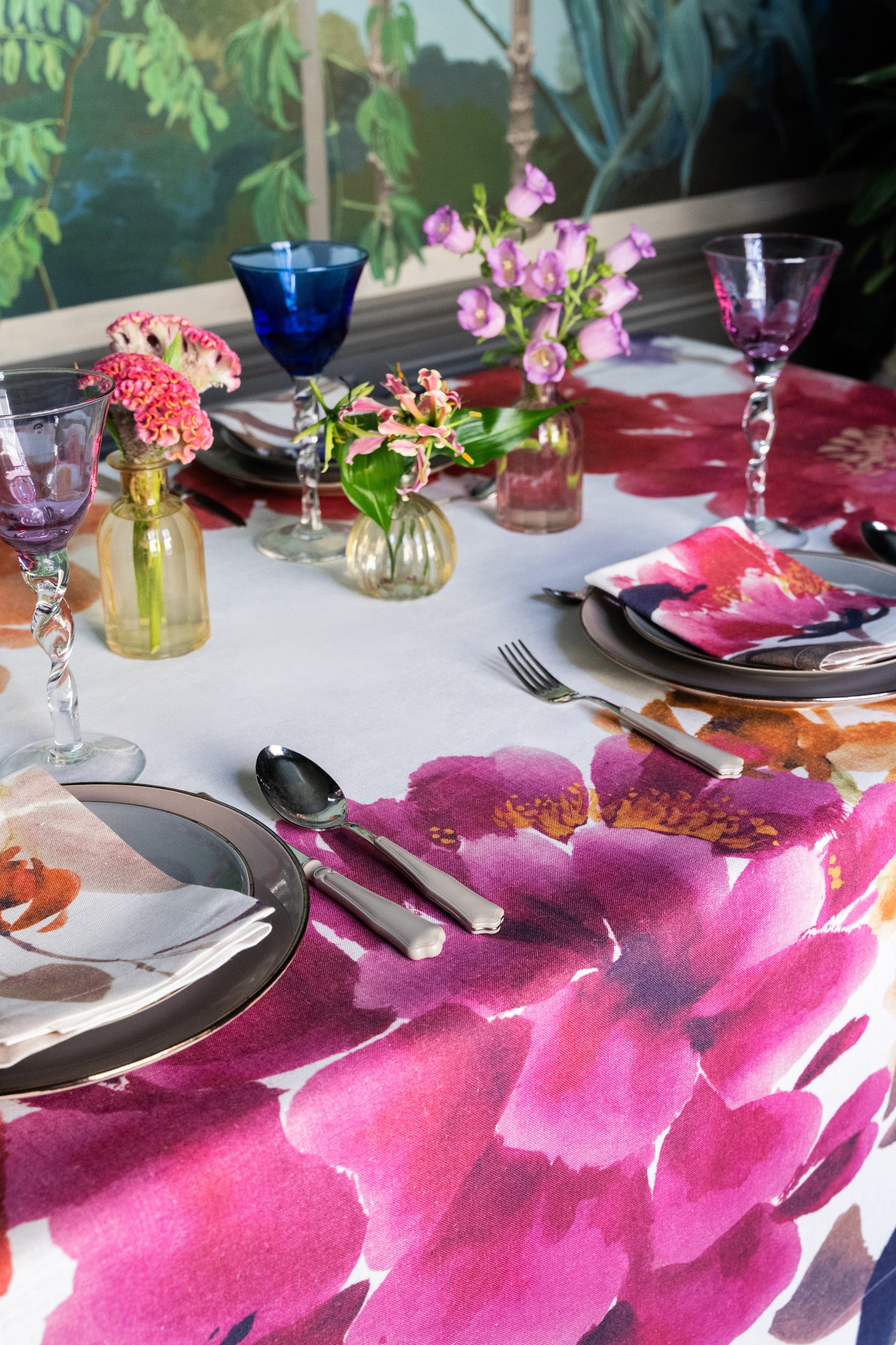 Linen Tablecloth Hanami, 100% Made in Italy - The Napking