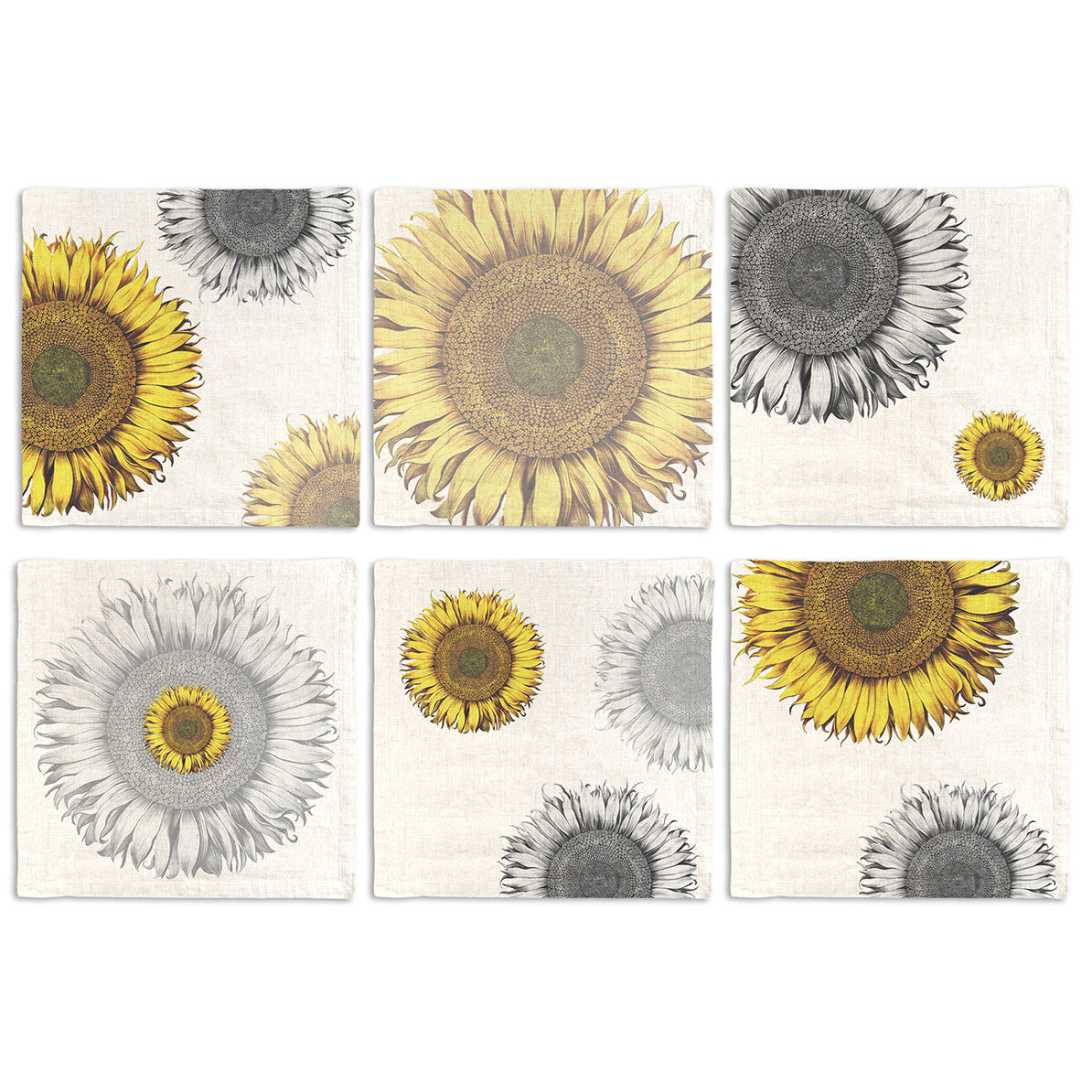 Set of 6 Napkins «Helianthus» 100% Made in Italy