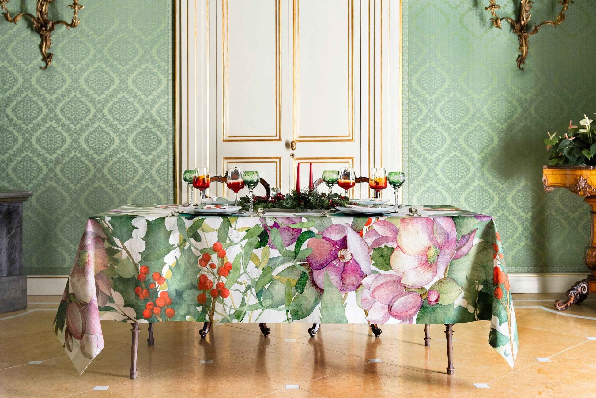 Linen Tablecloth «Helleborus» 100% Made in Italy - The Napking