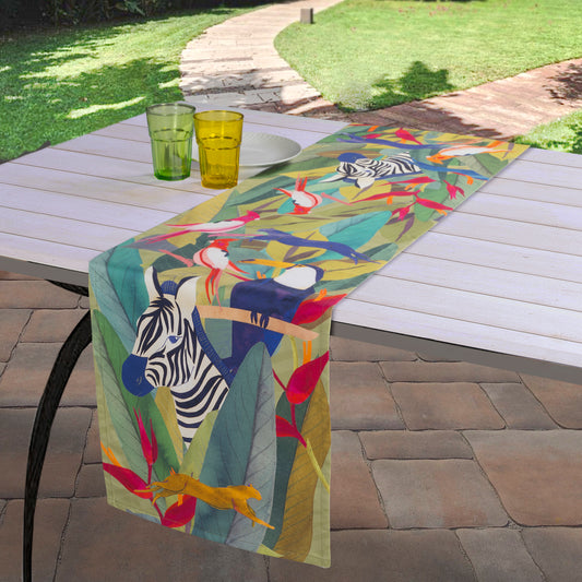 Satin Table runner «Jungle » 100% Made in Italy