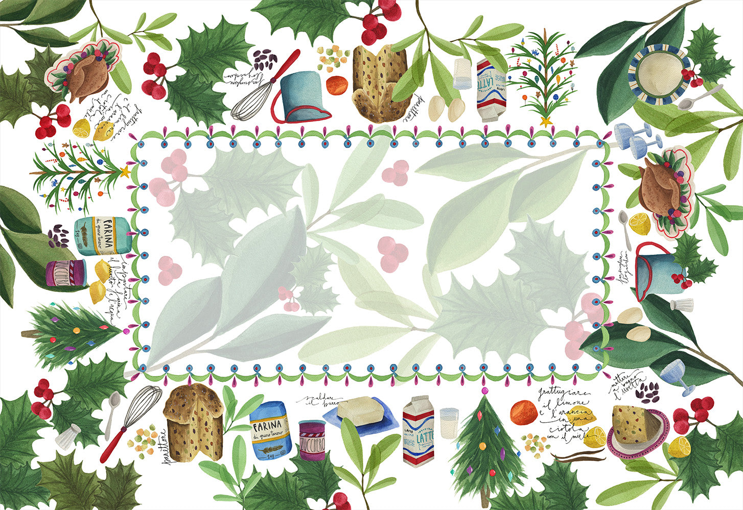 Satin Tablecloth «Menù di Natale» 100% Made in Italy - The Napking