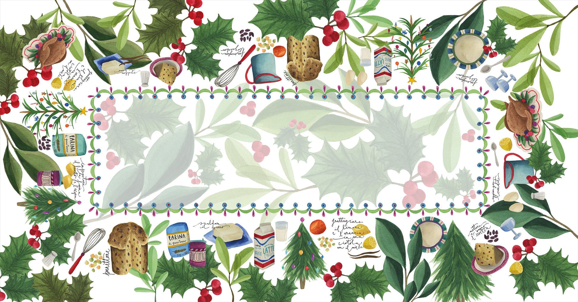 Satin Tablecloth «Menù di Natale» 100% Made in Italy - The Napking