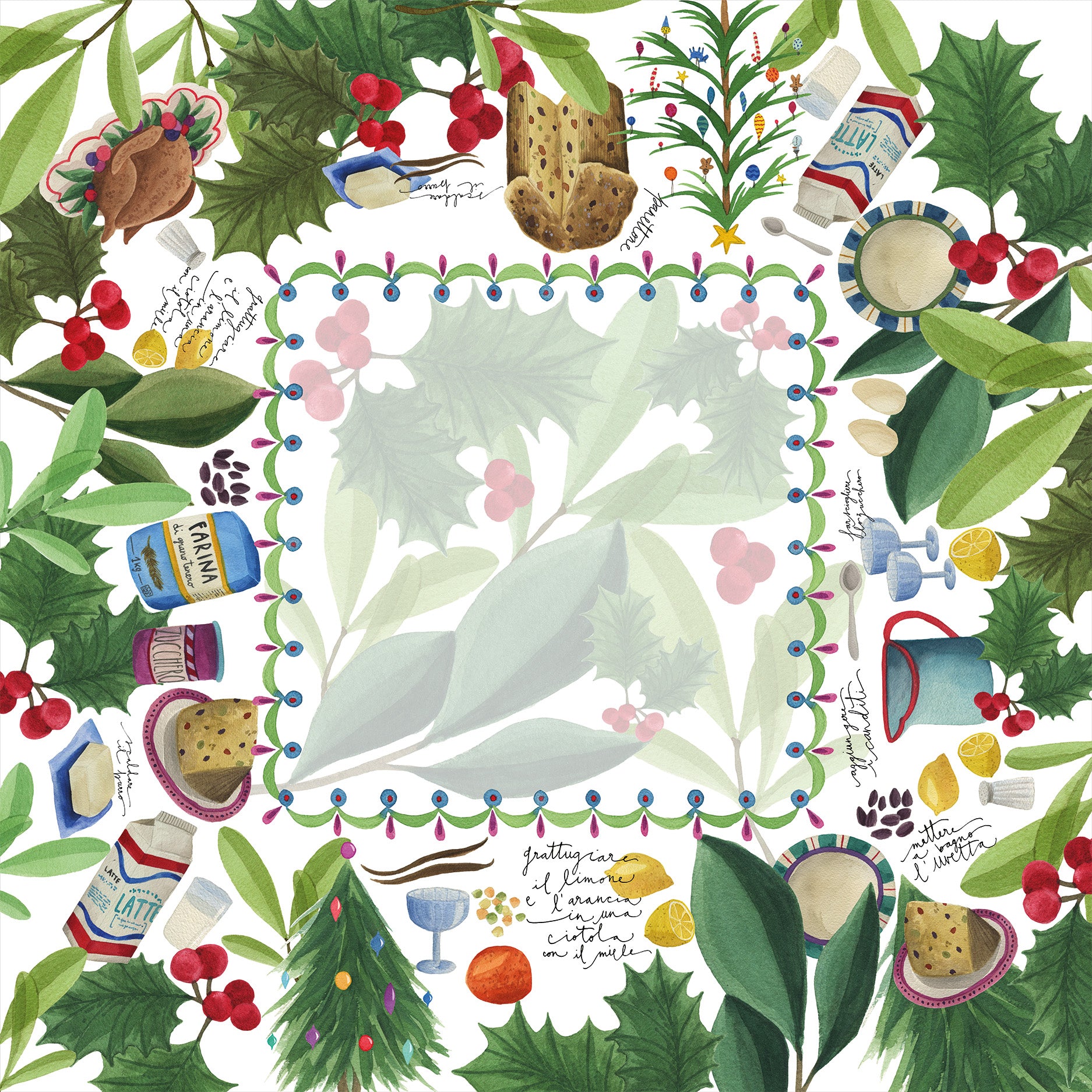 Satin Tablecloth «Menù di Natale» 100% Made in Italy - The Napking