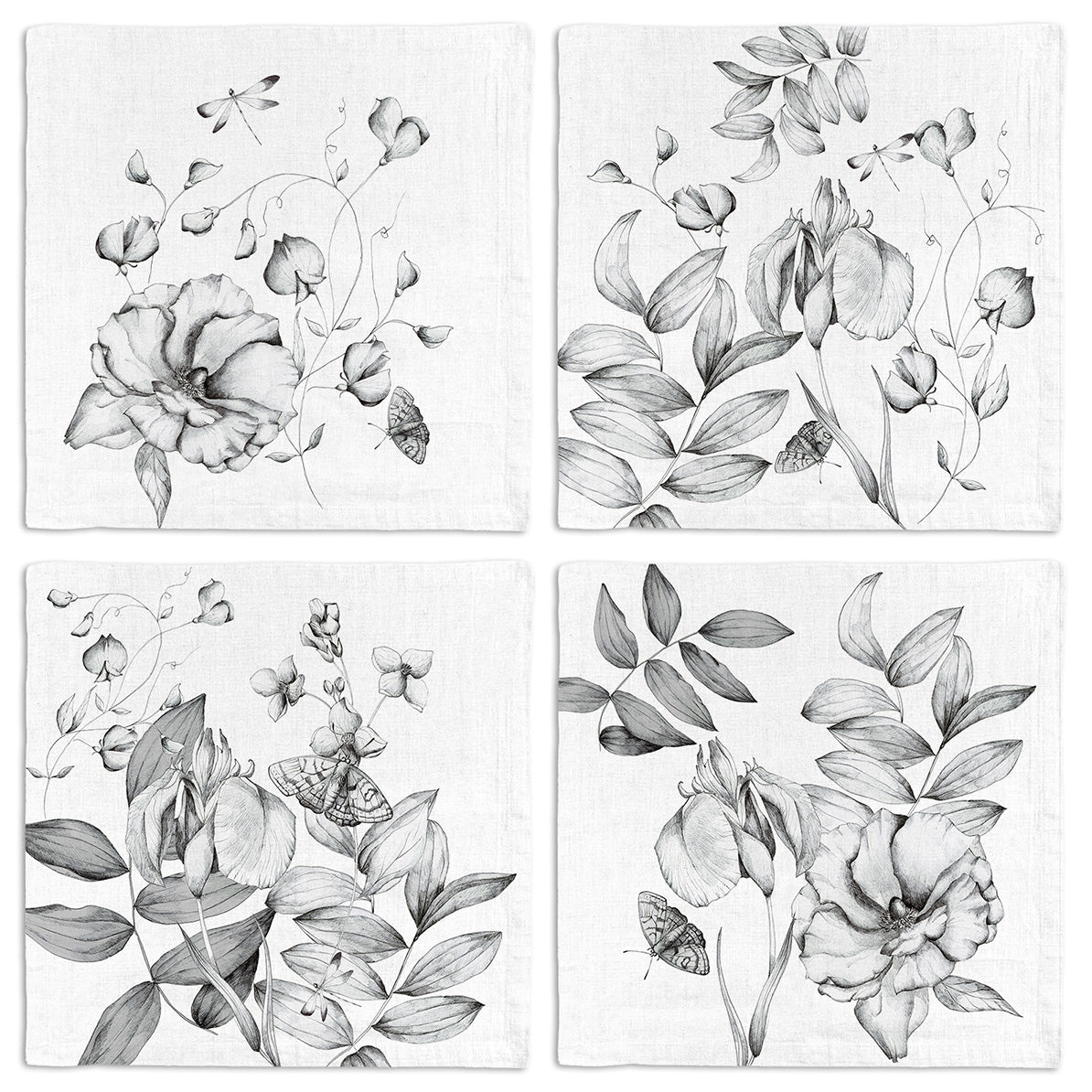 Set of 4 Napkins Satin «Miranda» 100% Made in Italy