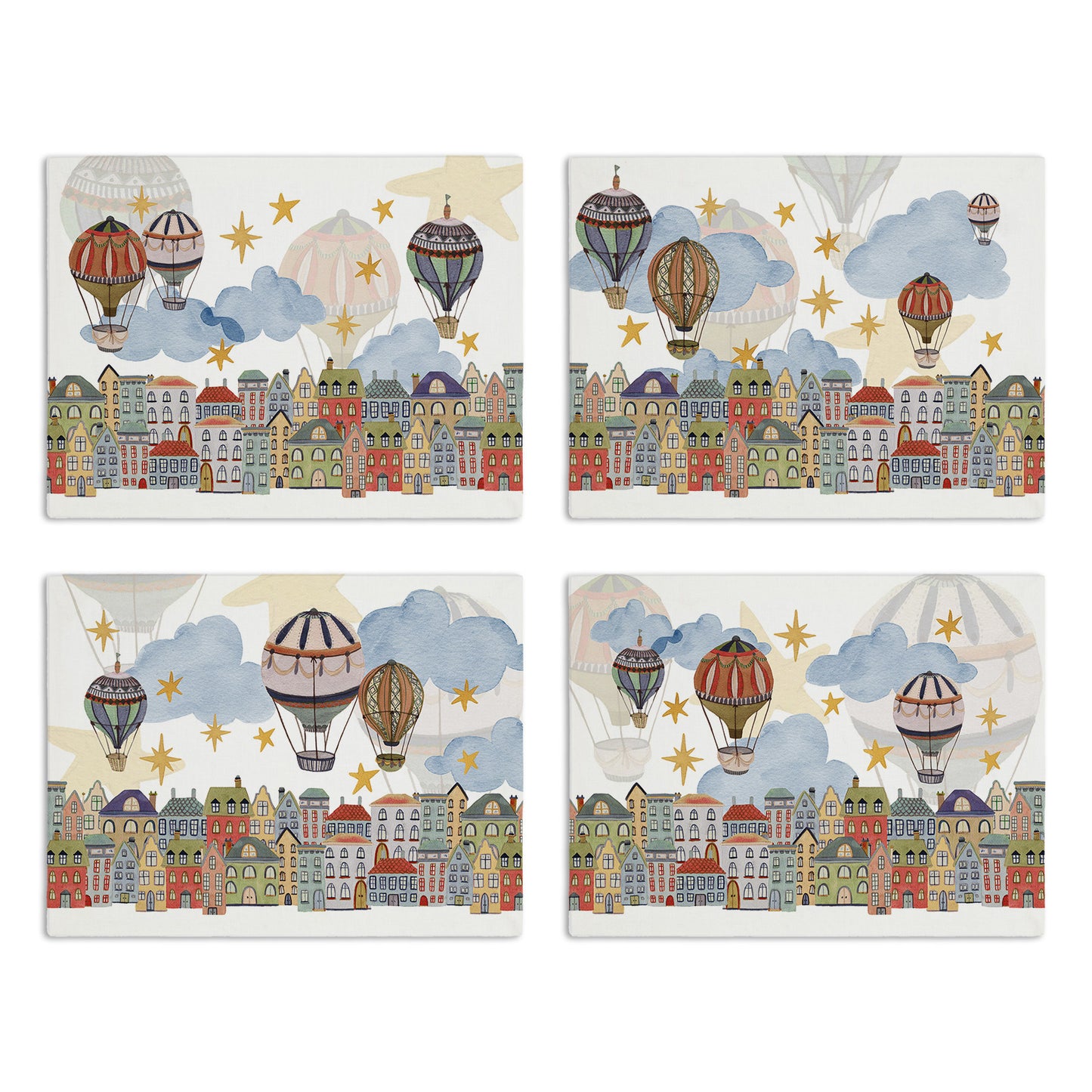Set of 4 Placemats «Mongolfiere» Linen 100% Made in Italy