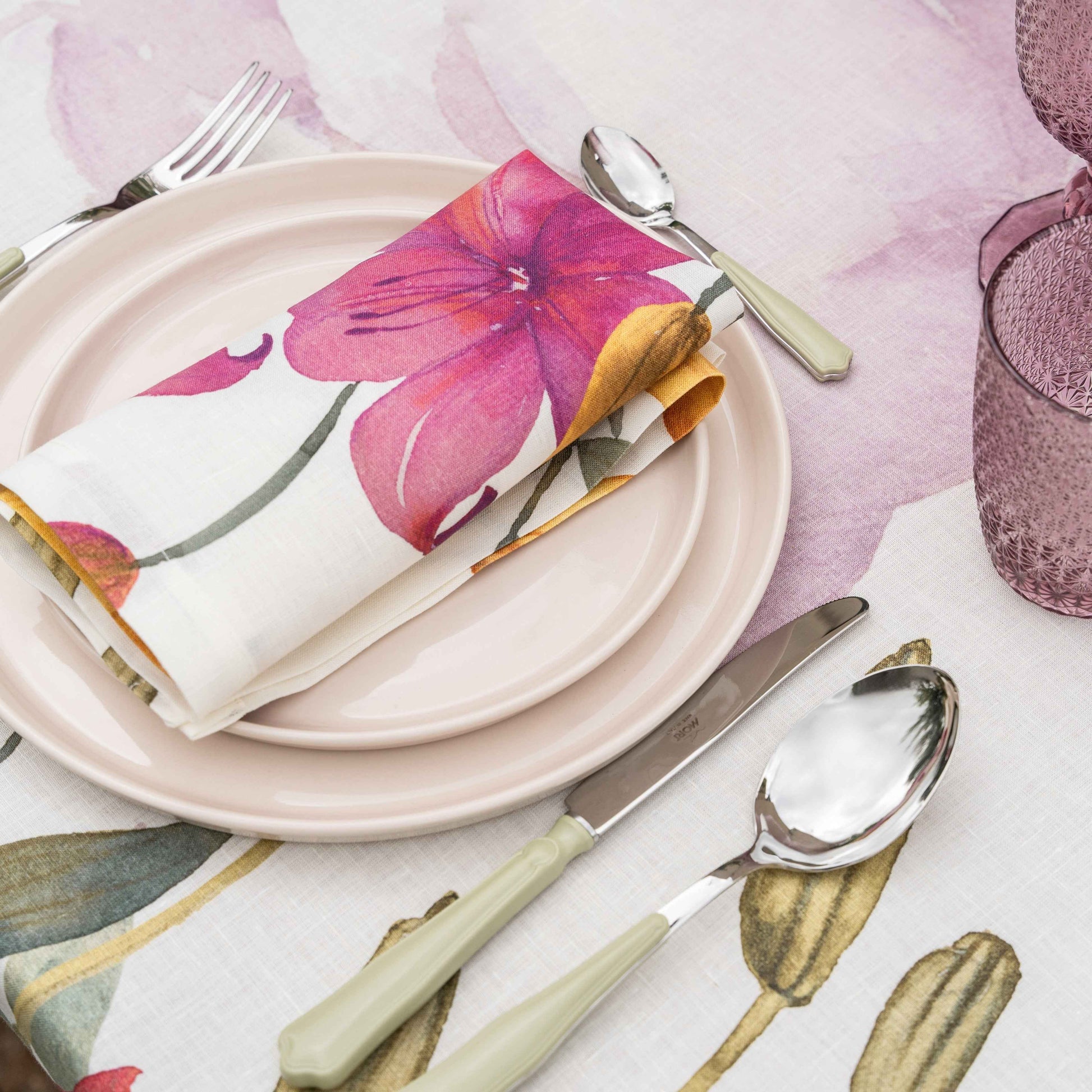 Set 4 Napkins Premium Linen Oleandro 100% Made in Italy - The Napking