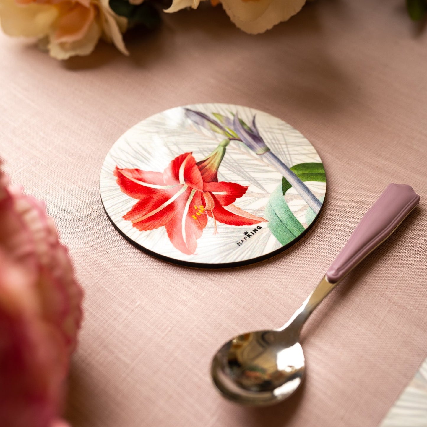 Set of 2 coasters «Winter Garden» wood and cork - 100% Made in Italy