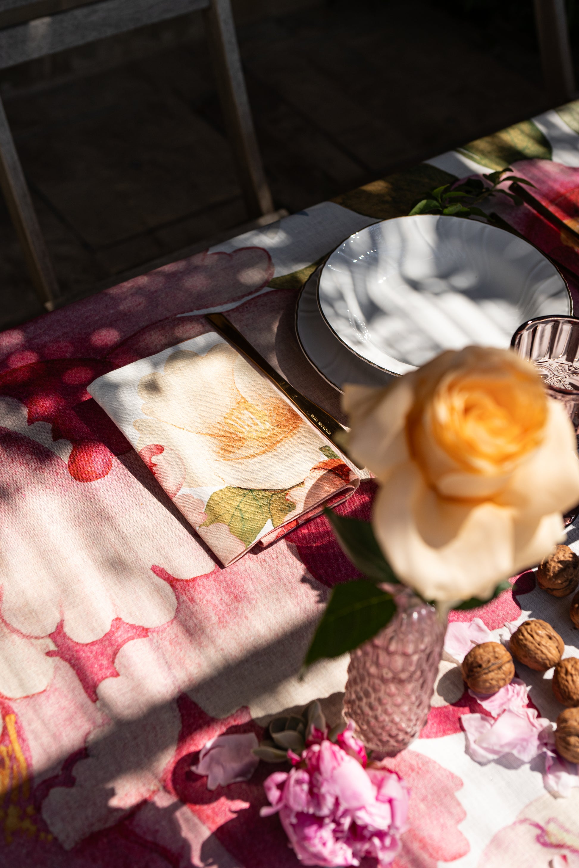 Set Of 4 Napkins «Peony» 100% Made in Italy - The Napking