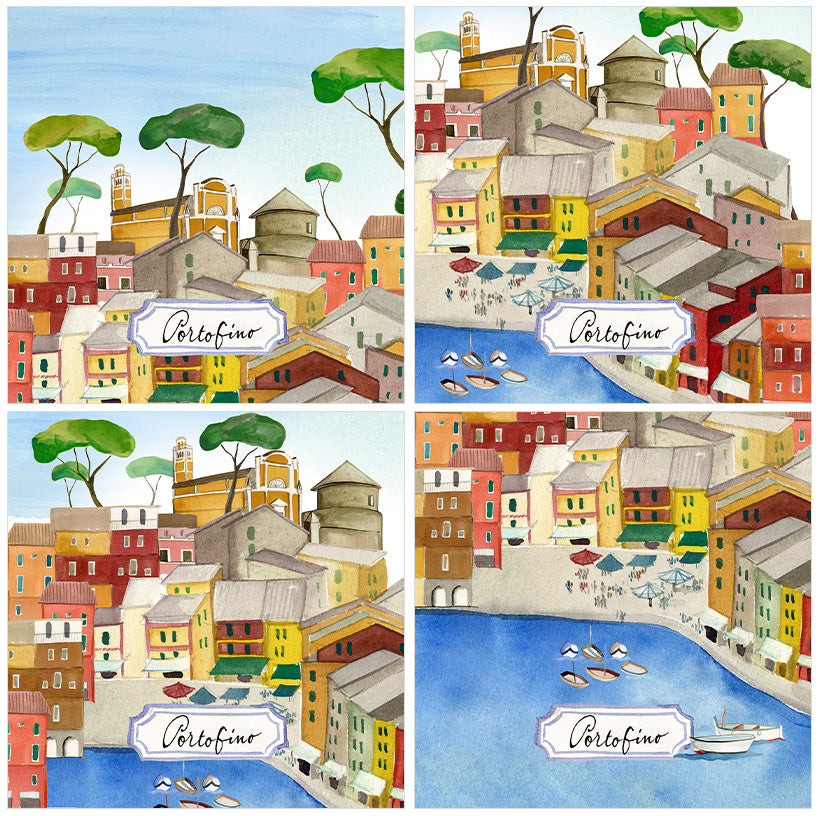 Set Of 4 Napkins «Portofino» 100% Made in Italy