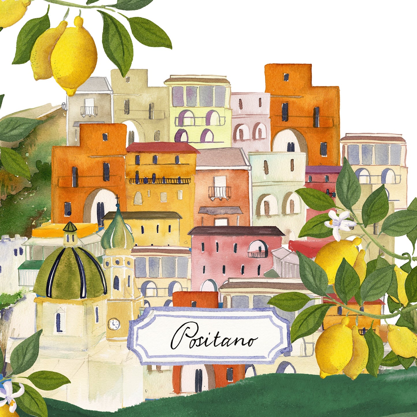 Set Of 4 Napkins «Positano» 100% Made in Italy