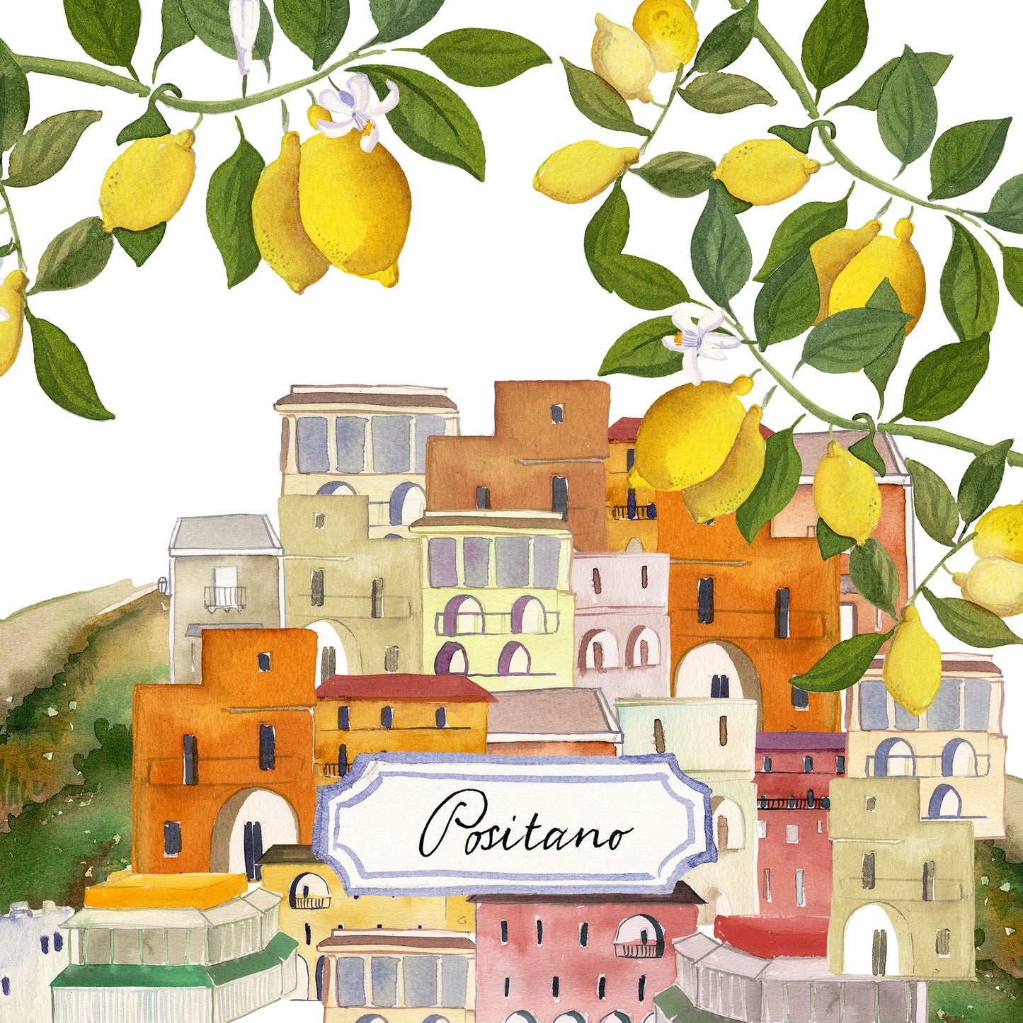 Set Of 4 Napkins «Positano» 100% Made in Italy