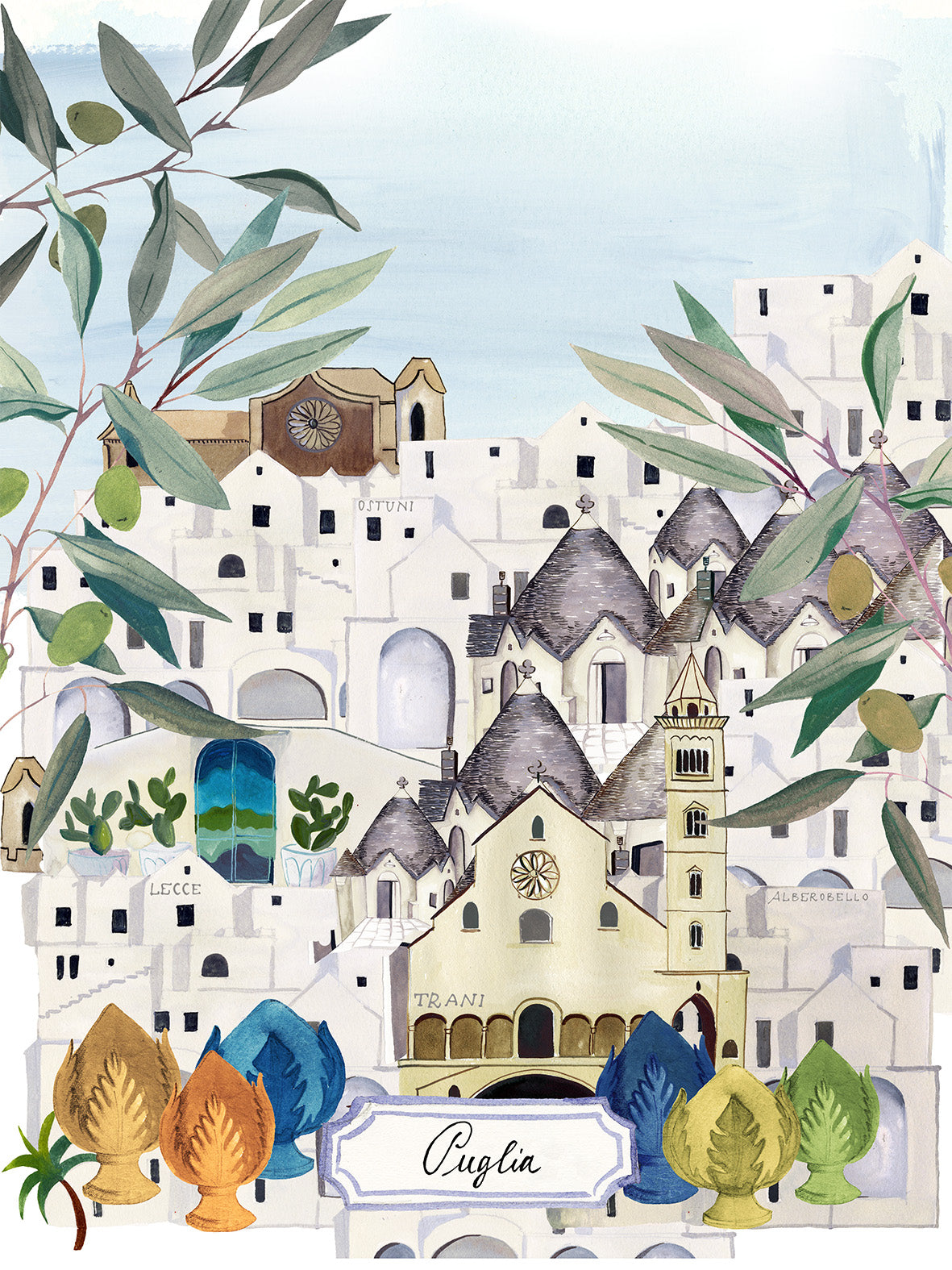 Kitchen Towels «Puglia», 100% Made in Italy