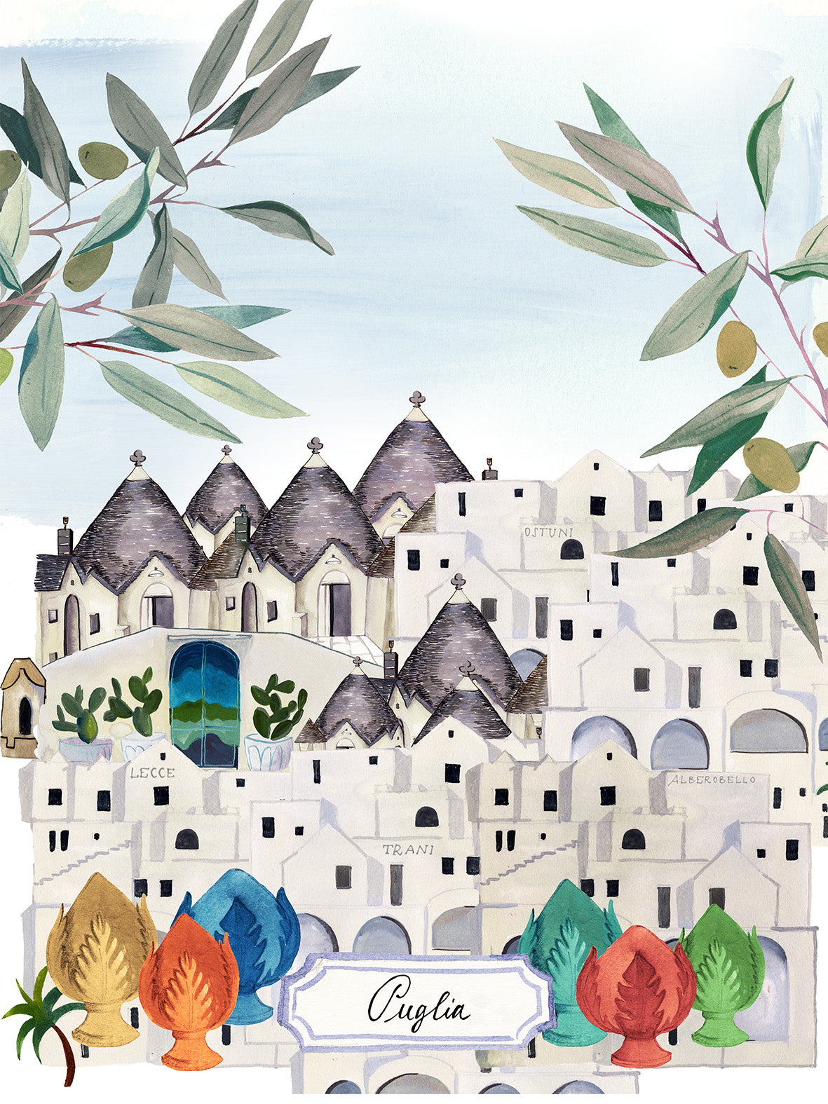 Kitchen Towels «Puglia», 100% Made in Italy