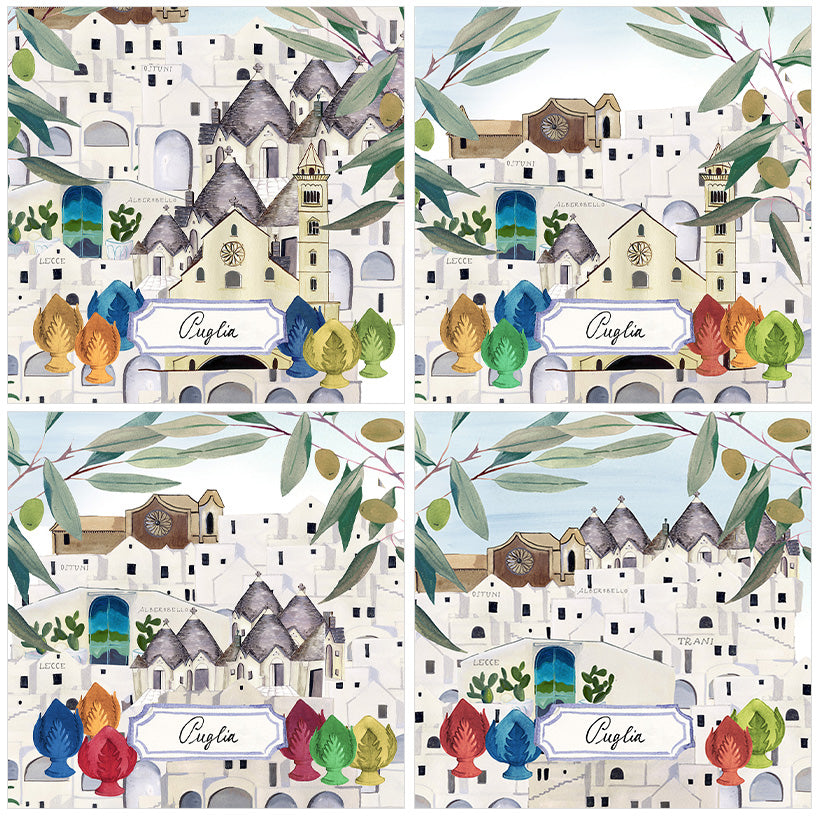 Set Of 4 Napkins «Puglia» 100% Made in Italy