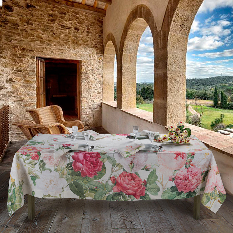 Linen Tablecloths «Roses»  100% Made in Italy - The Napking