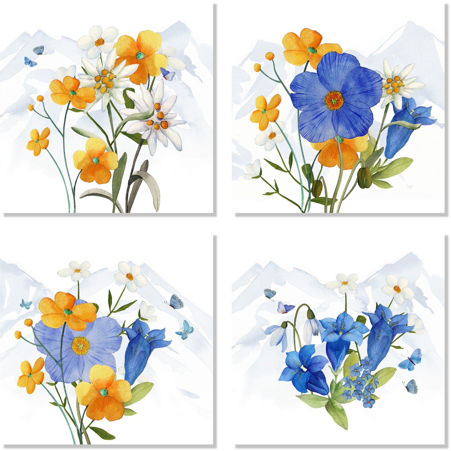Set Of 4 Napkins «Alpi Flora» 100% Made in Italy