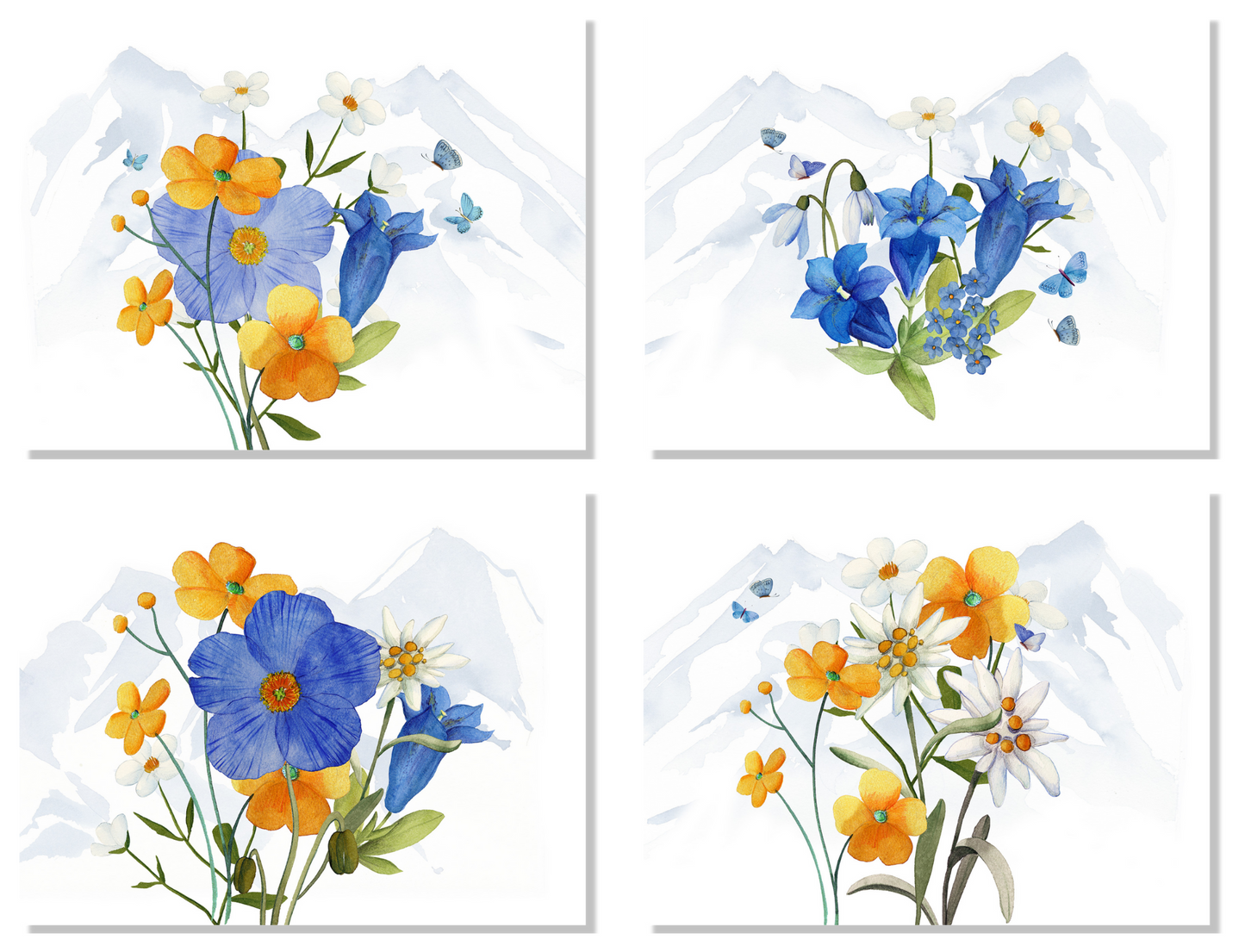 Set of 4 Placemats «Alpi Flora» Linen 100% Made in Italy