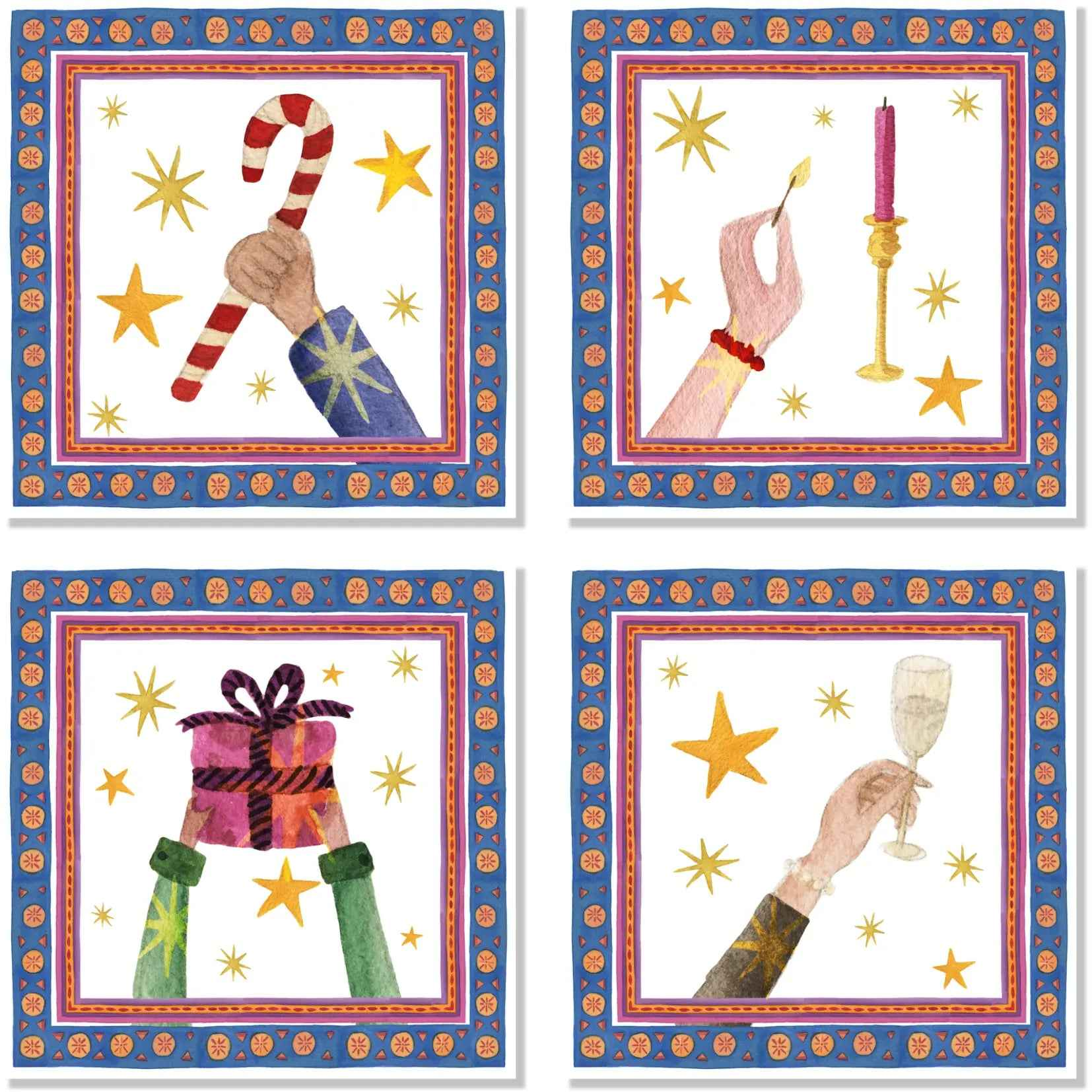 Set 4 Napkins Satin Xmas Party 100% Made in Italy - The Napking